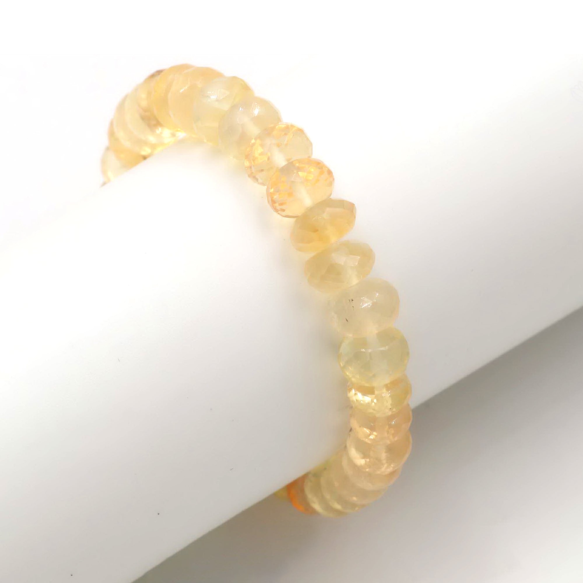 Natural Mexican Opal Bracelet Rondelle Faceted Gemstone Beads Handmade 87 Ct