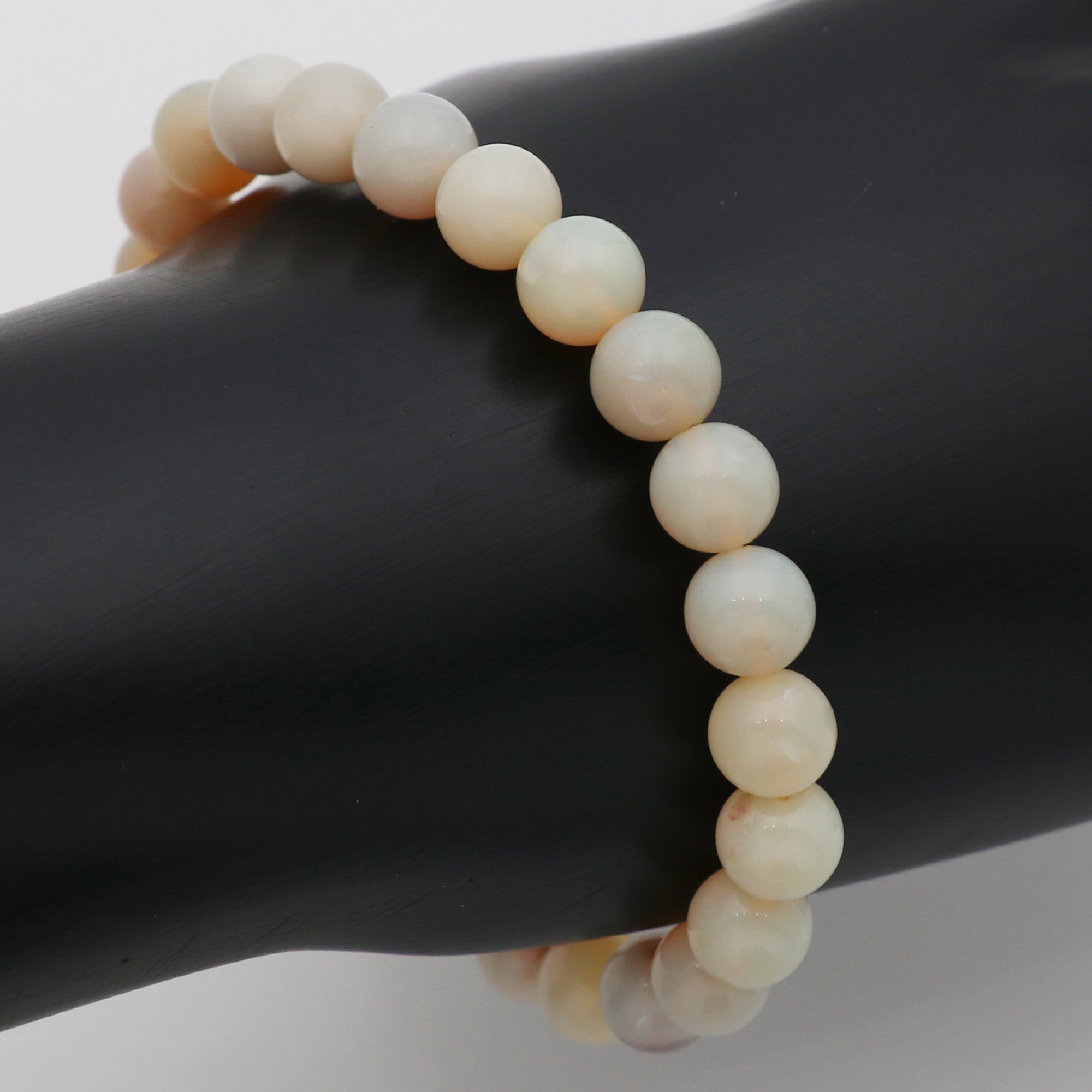 Distinctive Australian Opal Bracelet Round Polished Beads Handmade 66 Ct