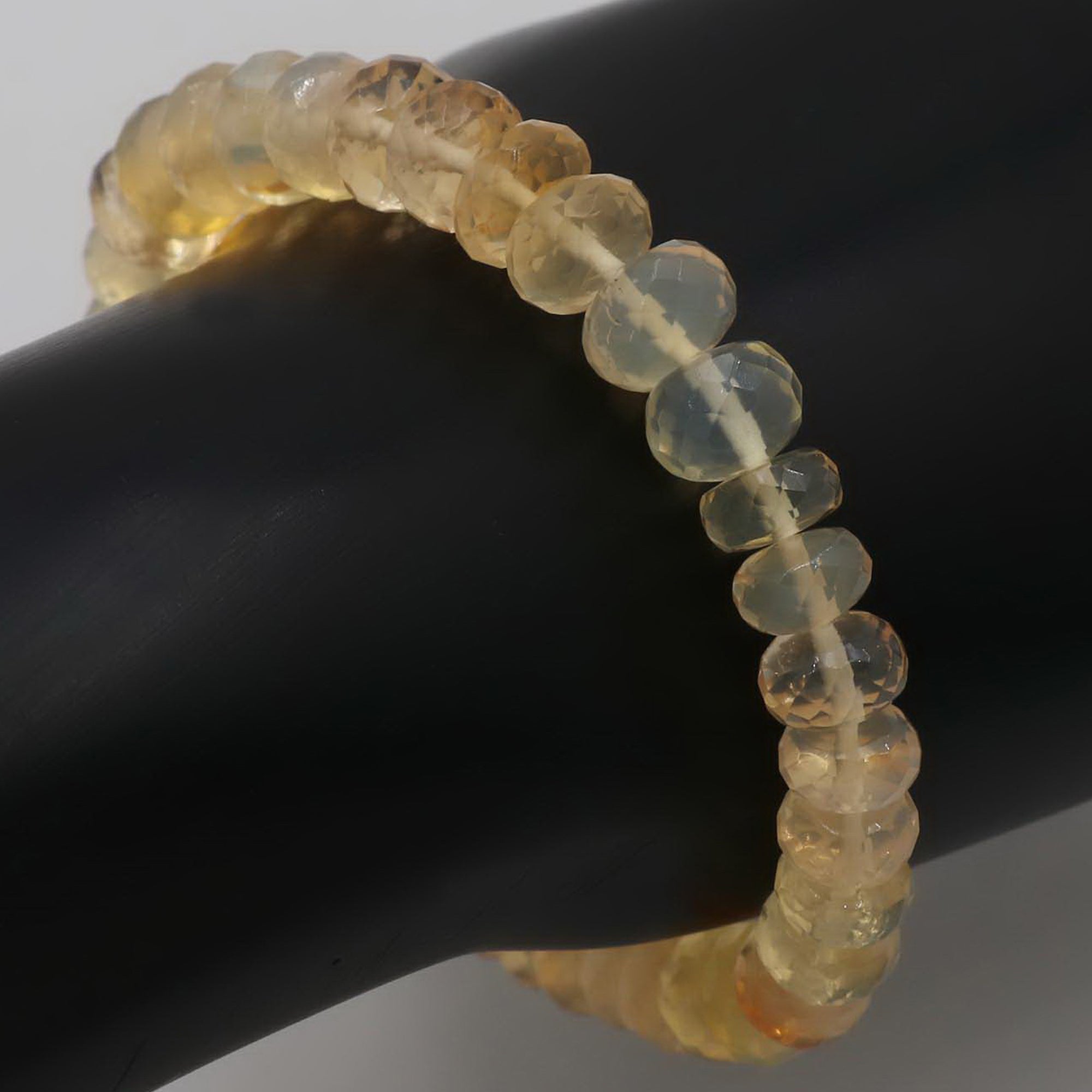 Natural Mexican Opal Bracelet Rondelle Faceted Gemstone Beads Handmade 87 Ct
