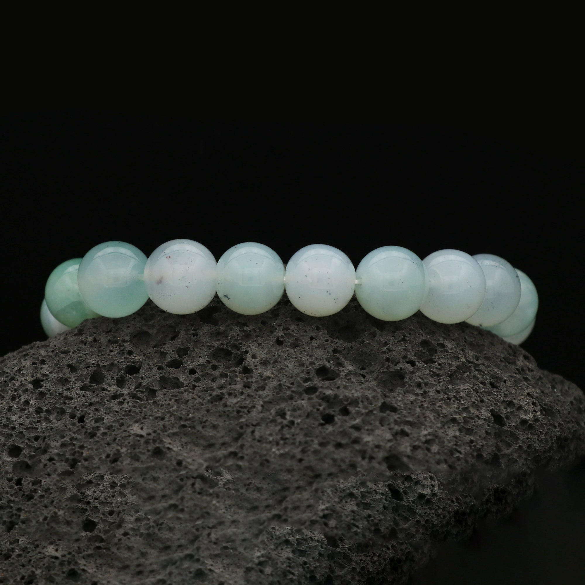 Ocean Blue Chalcedony Bead Bracelet Handmade Natural Round Gemstone Jewelry 163 Ct