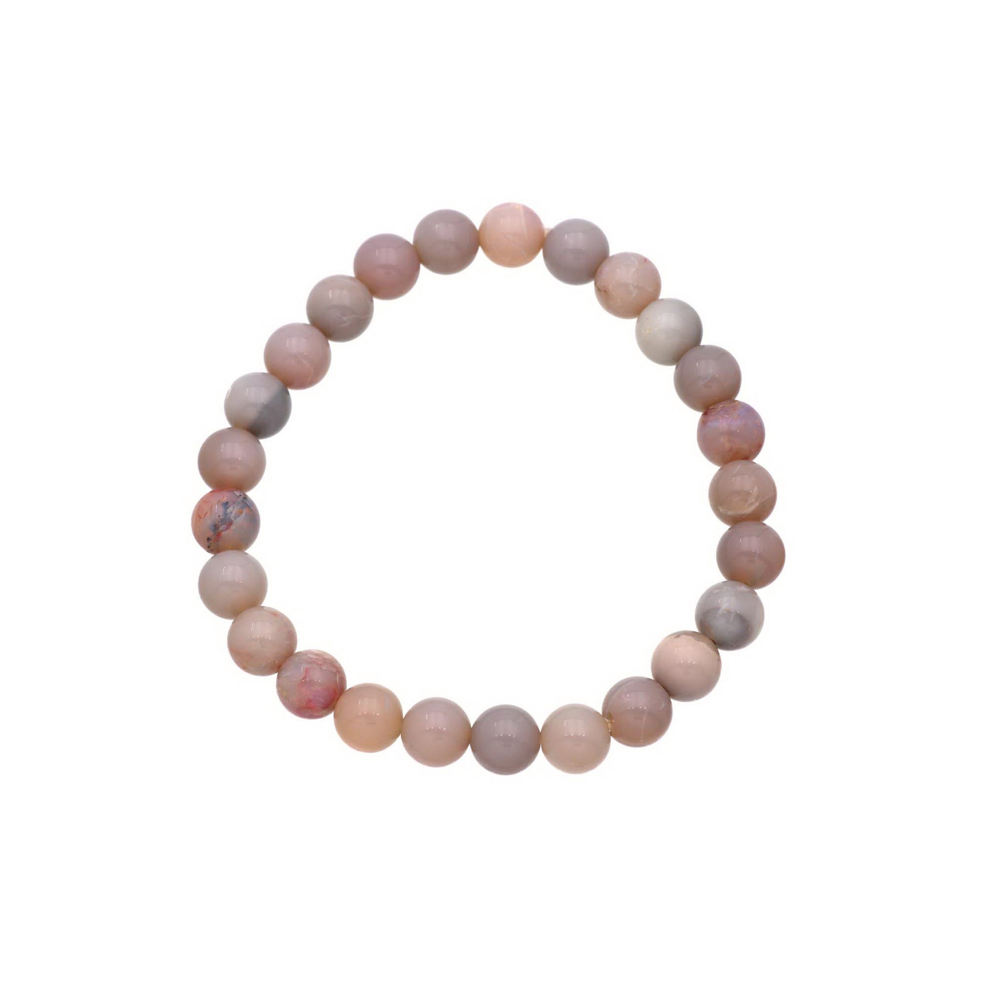 Natural Australian Opal Bracelet 8mm Polished Round Beads 70 Ct Jewelry