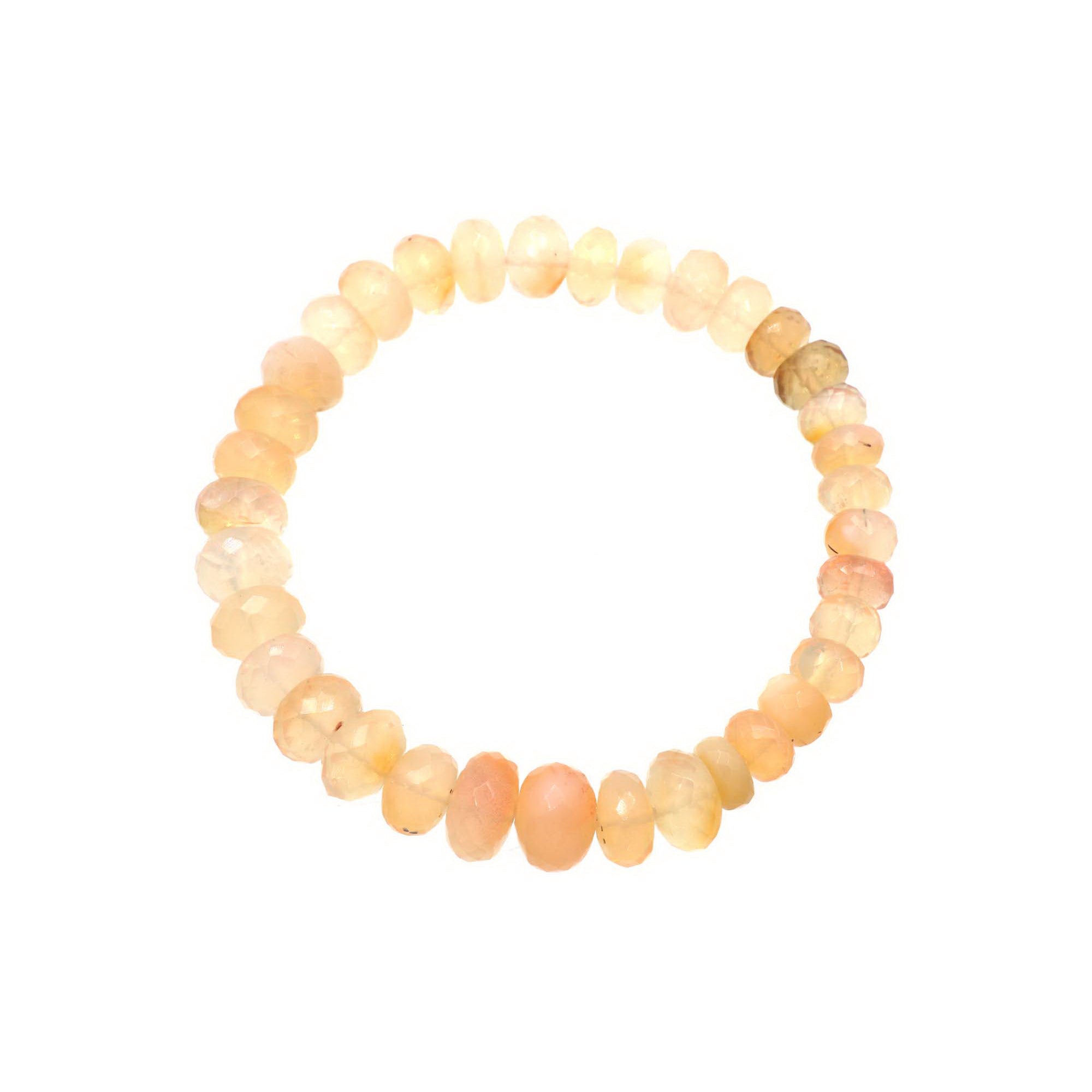 Natural Mexican Opal Bracelet Rondelle Faceted Gemstone Beads Handmade 88 Ct