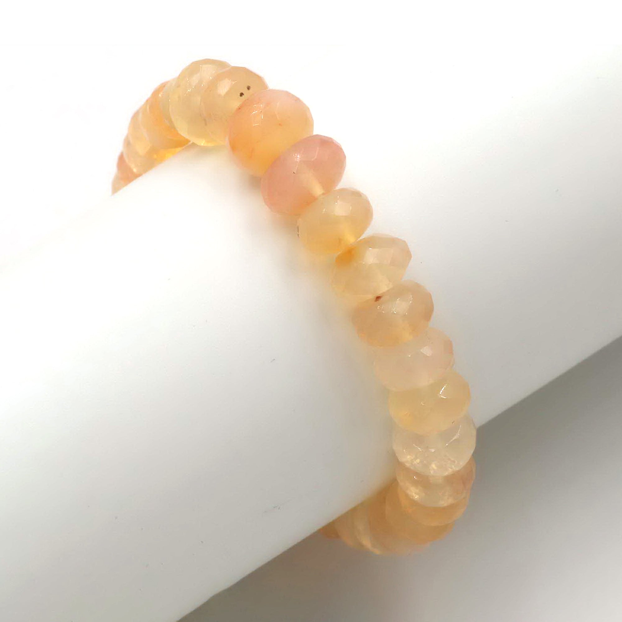 Natural Mexican Opal Bracelet Rondelle Faceted Gemstone Beads Handmade 88 Ct