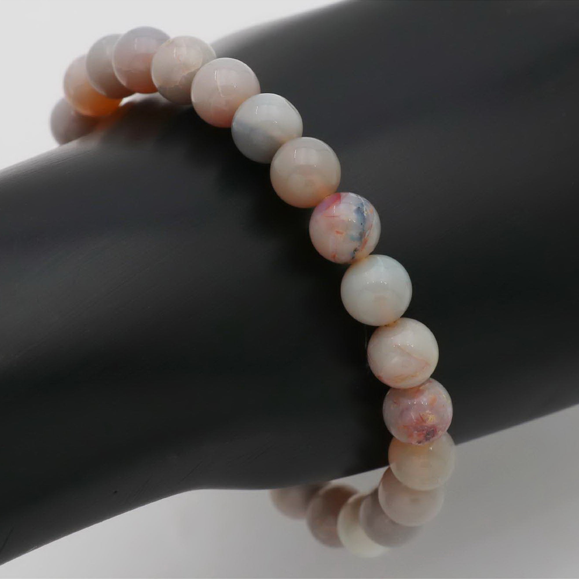 Natural Australian Opal Bracelet 8mm Polished Round Beads 70 Ct Jewelry