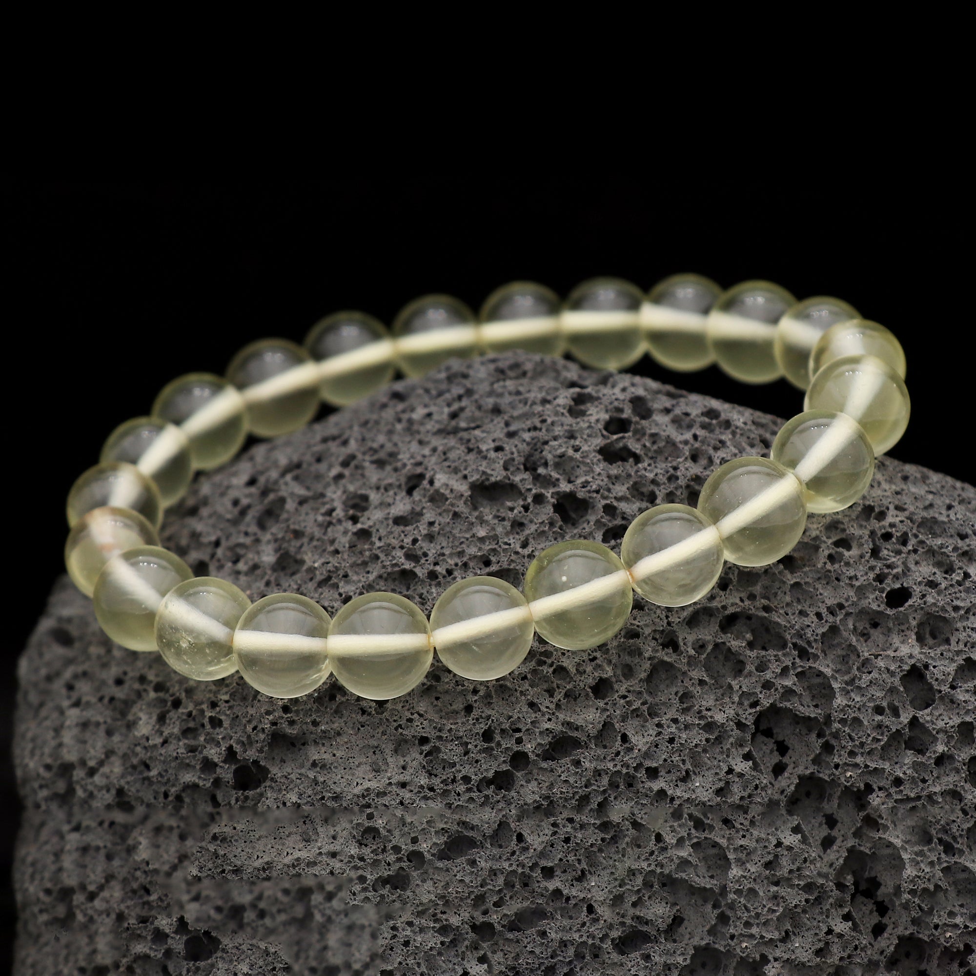 Natural Desert Libyan Glass Bracelet Round Plain Beads Handmade 86 Ct