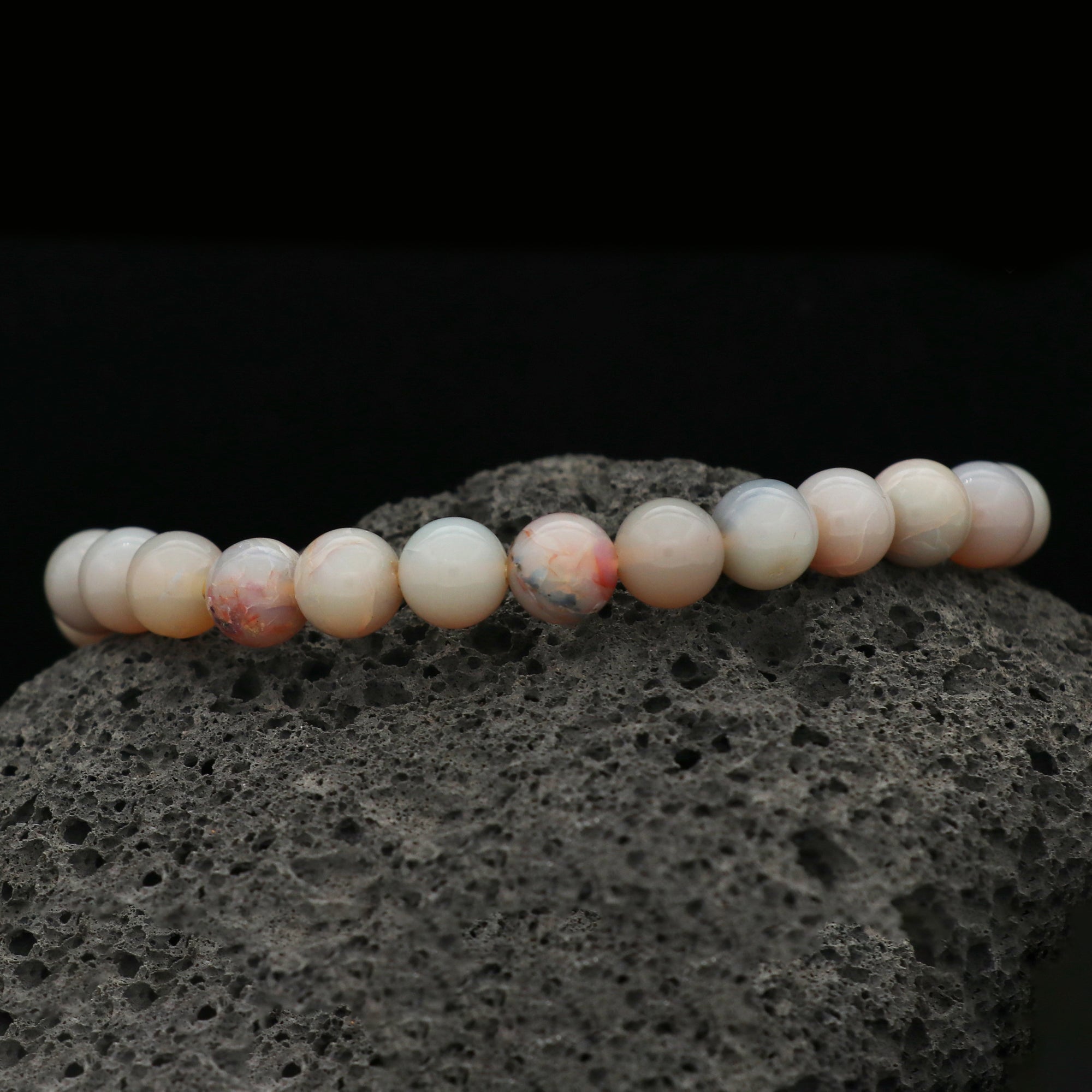Natural Australian Opal Bracelet 8mm Polished Round Beads 70 Ct Jewelry