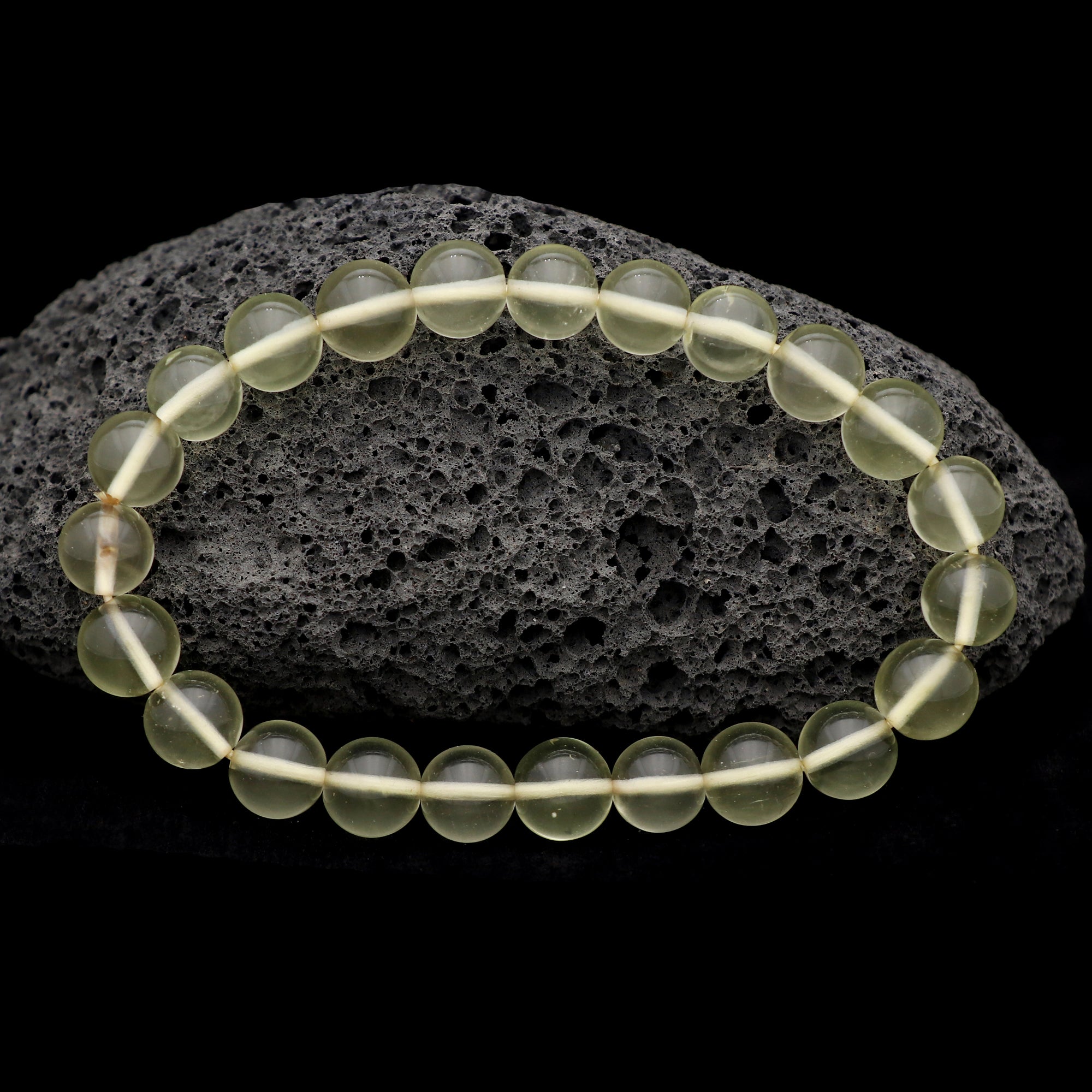 Natural Desert Libyan Glass Bracelet Round Plain Beads Handmade 86 Ct
