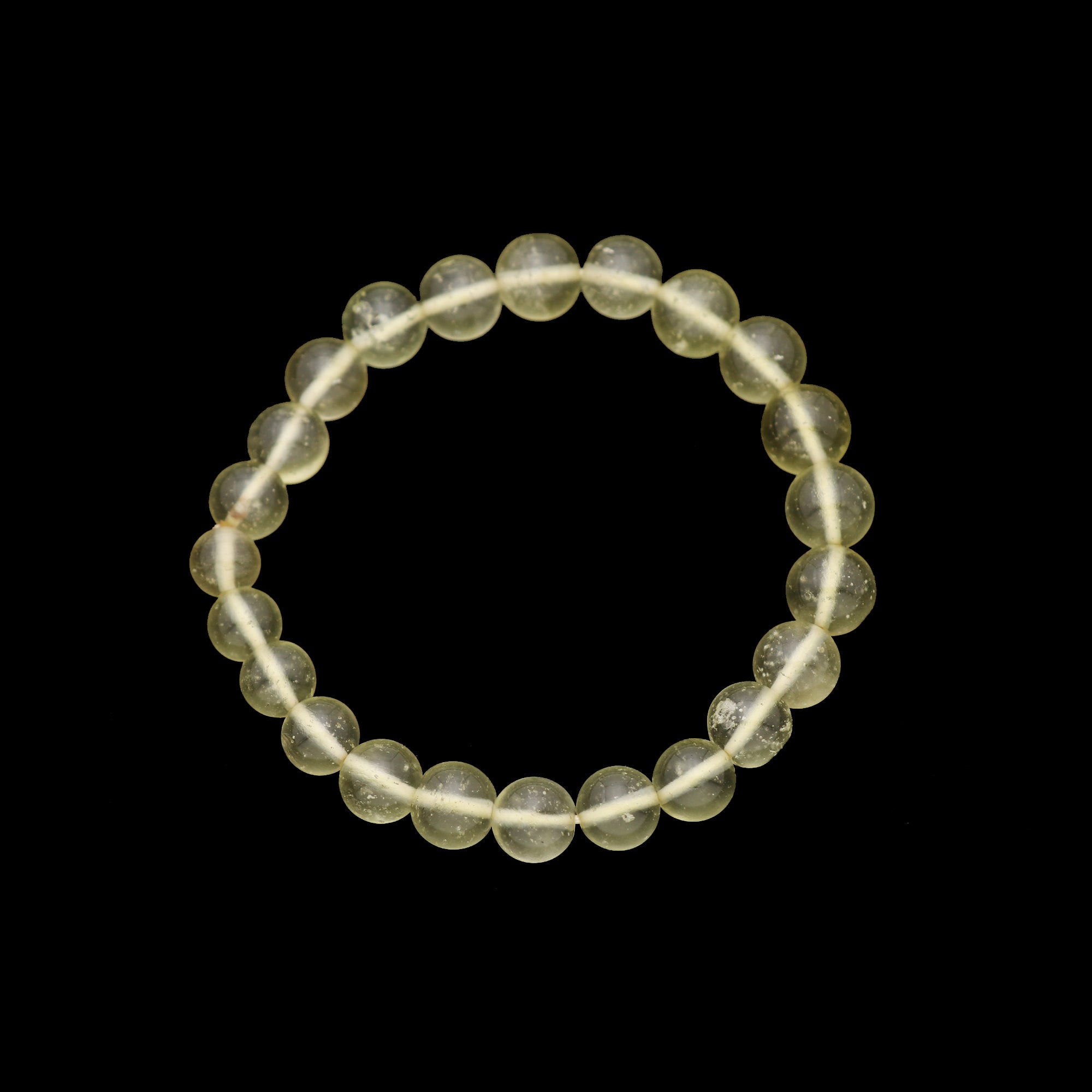 Natural Desert Libyan Glass Bracelet Round Plain Gemstone Beads Handmade 77 Ct