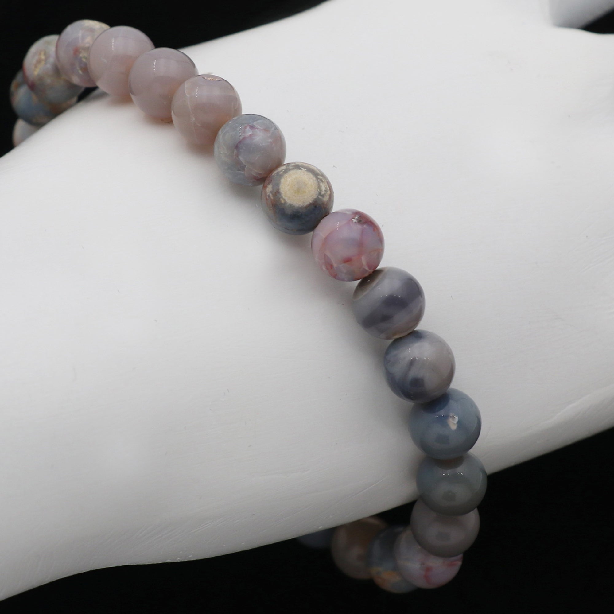 Handmade Australian Opal Bracelet 8mm Round Beads 70 Ct Natural Gemstone Jewelry