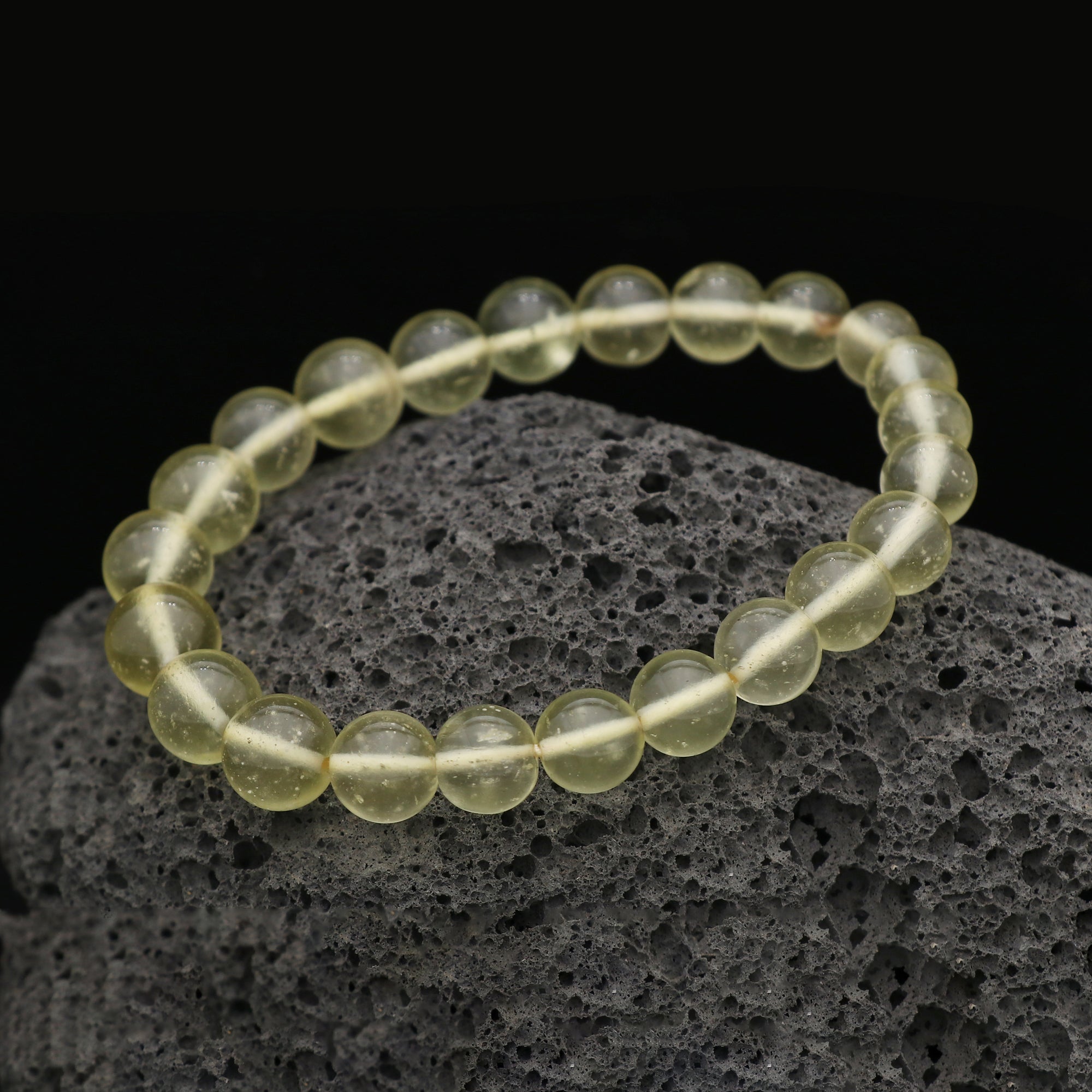 Natural Desert Libyan Glass Bracelet Round Plain Gemstone Beads Handmade 77 Ct