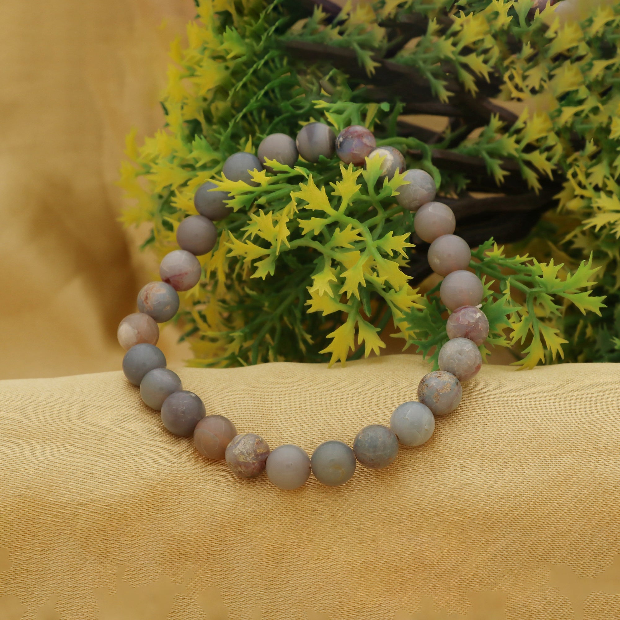 Handmade Australian Opal Bracelet 8mm Round Beads 70 Ct Natural Gemstone Jewelry