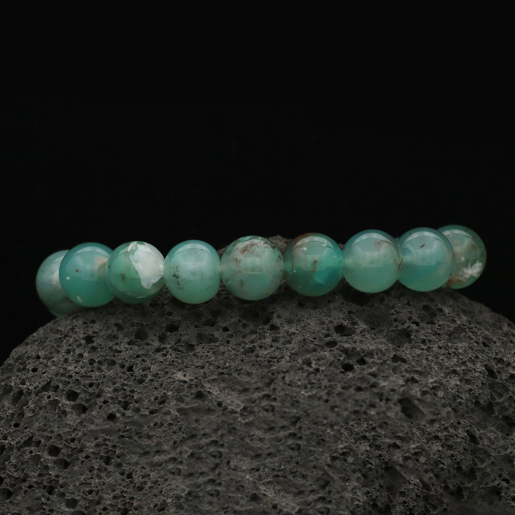 Genuine Aqua Chalcedony Gemstone Bracelet Handmade Round Crystal Jewelry 153 Ct