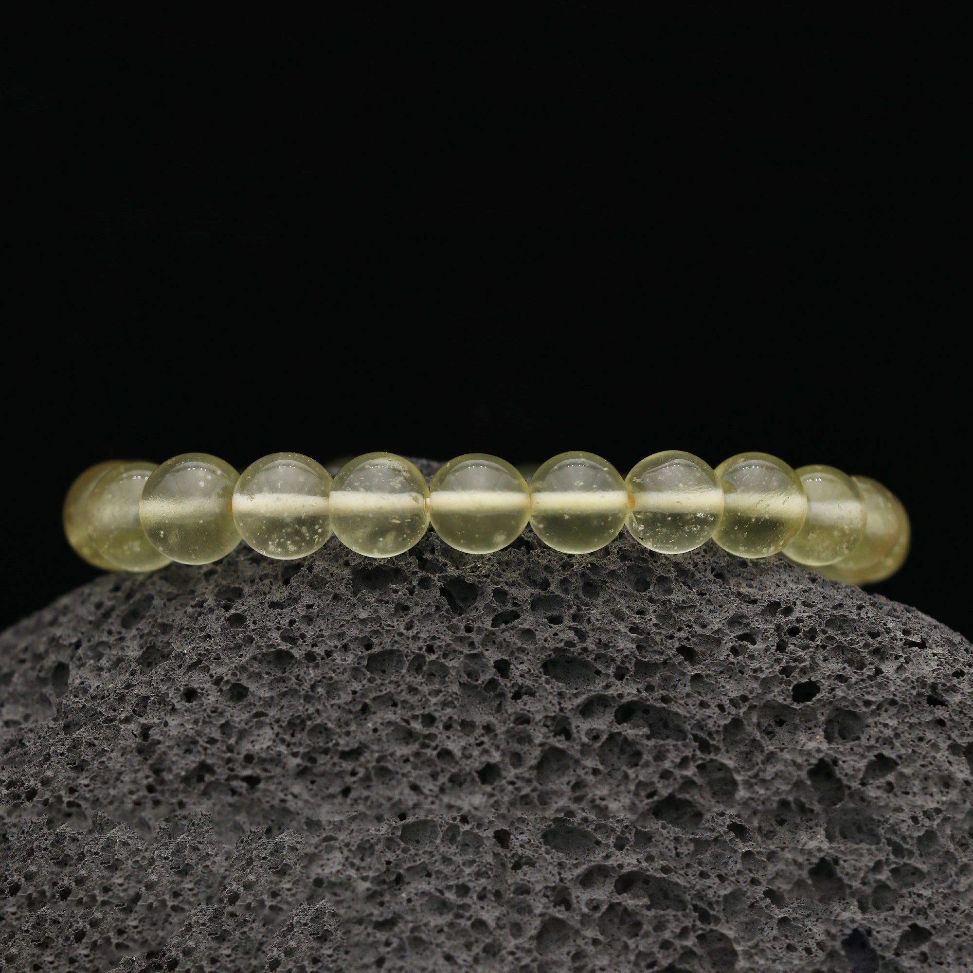Natural Desert Libyan Glass Bracelet Round Plain Gemstone Beads Handmade 77 Ct