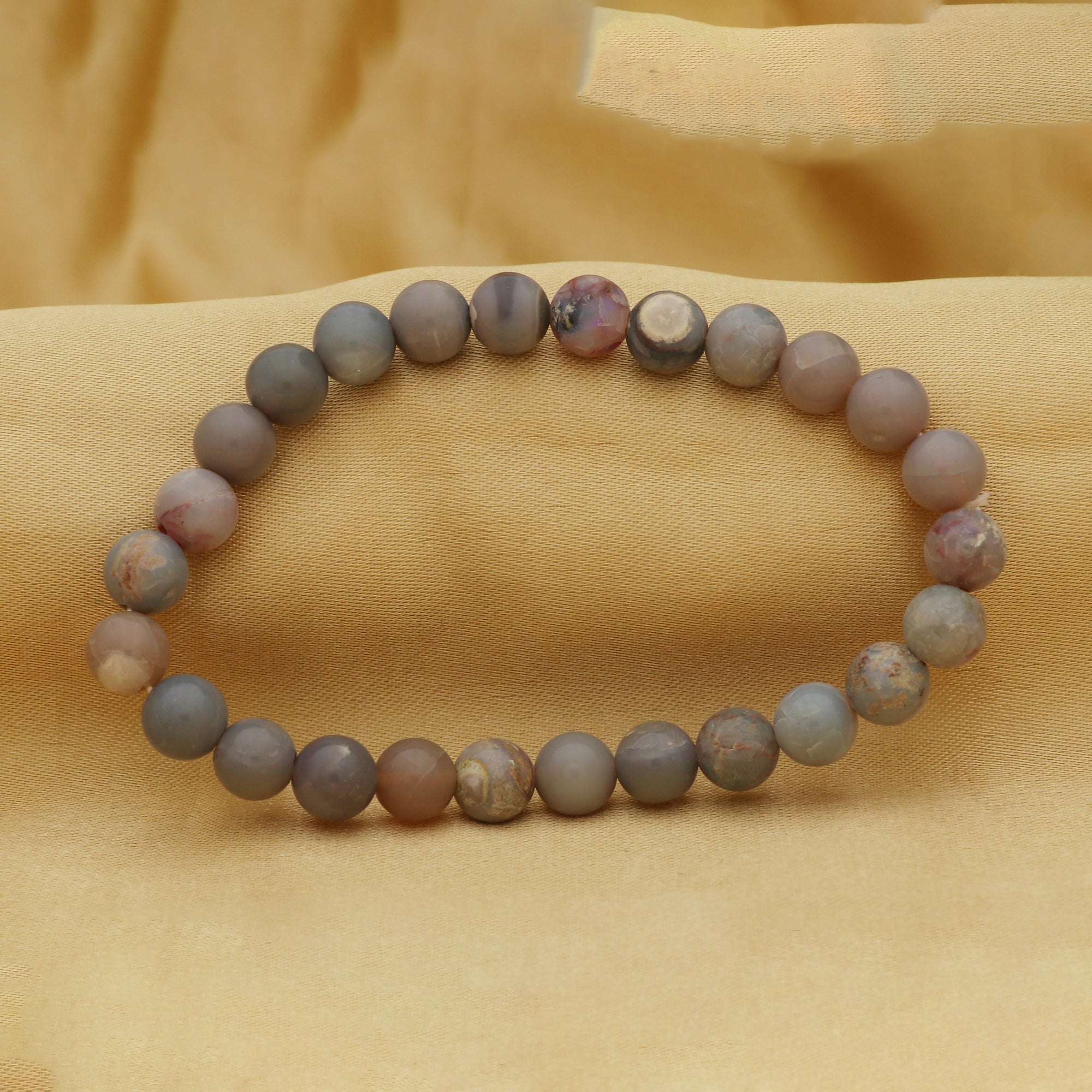 Handmade Australian Opal Bracelet 8mm Round Beads 70 Ct Natural Gemstone Jewelry