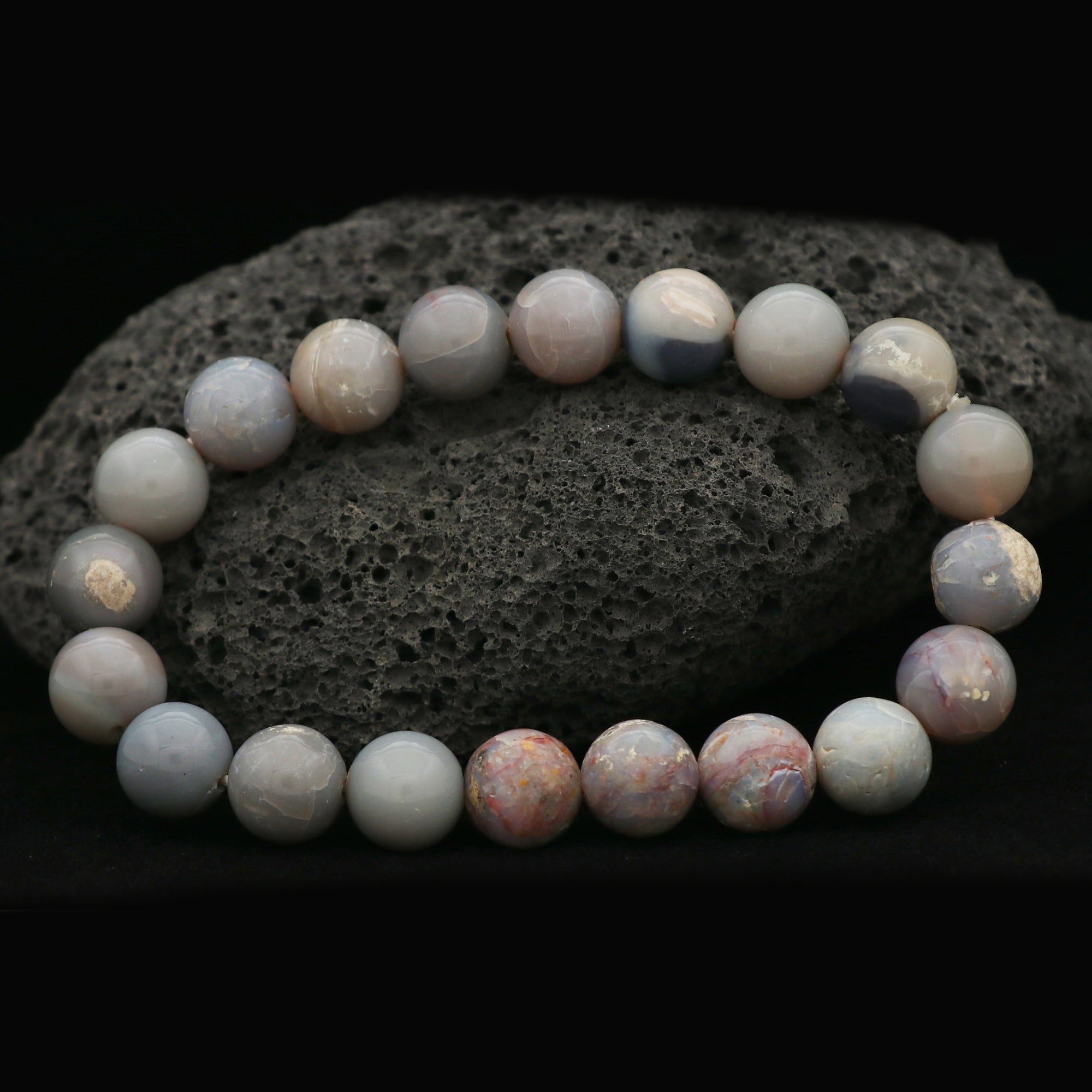 Natural Australian Opal Bracelet 102 Ct 8.9–9.8mm Round Beads Handmade Jewelry