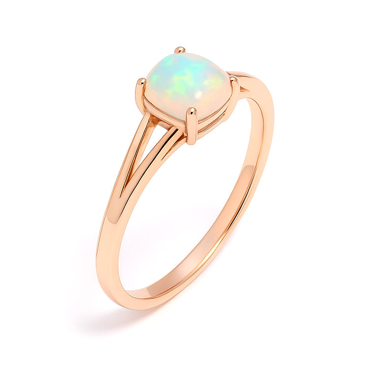 Oval Ethiopian Opal Ring in 925 Sterling Silver, 7x5mm Handmade Fire Opal Ring for Women
