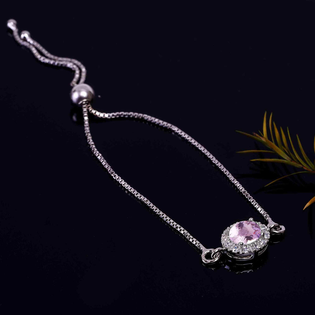 Pink Amethyst Silver Bracelet – Oval Cut 6×8 mm Gemstone Bracelets