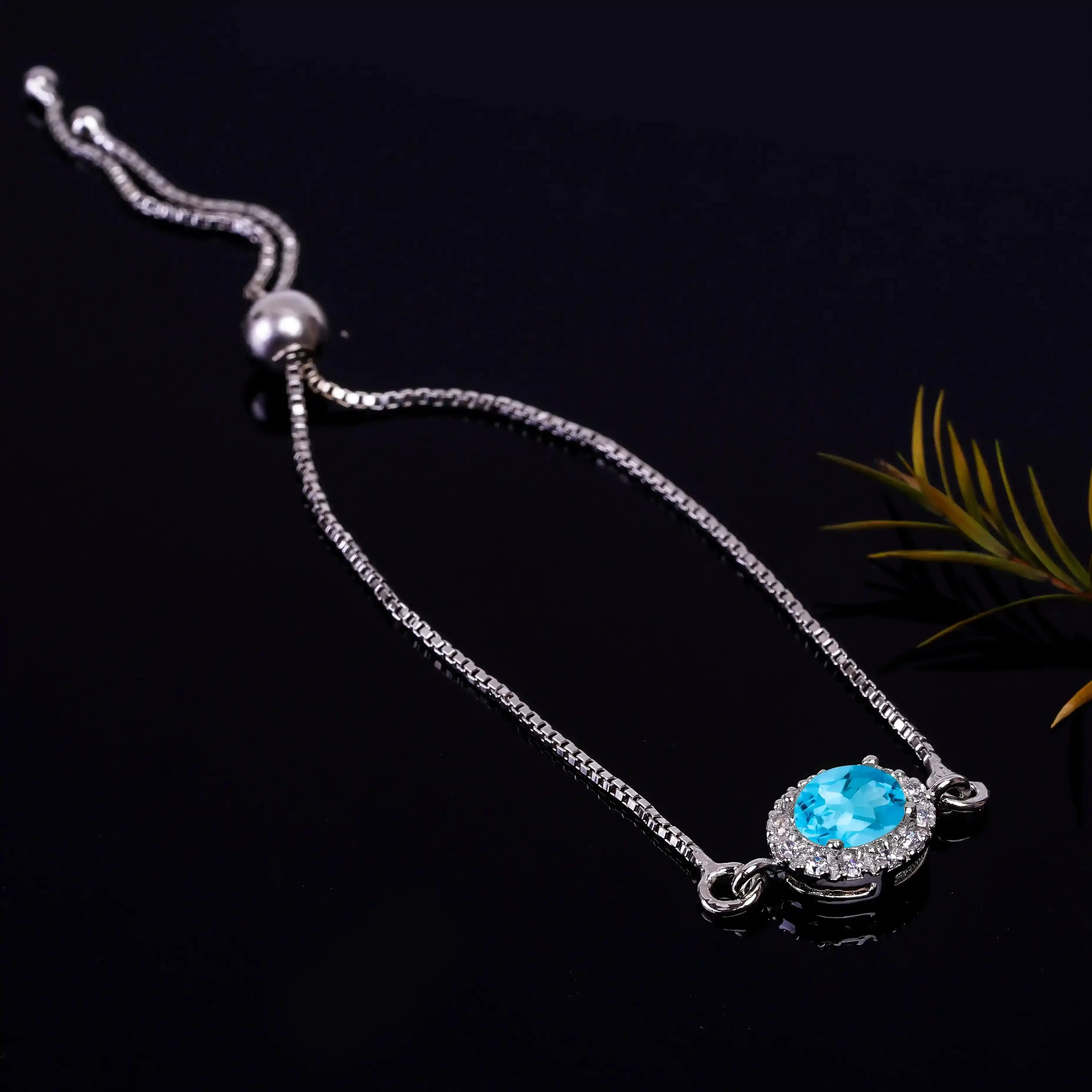 Swiss Blue Topaz Silver Bracelet – Oval Cut 6×8 mm Gemstone Bracelets