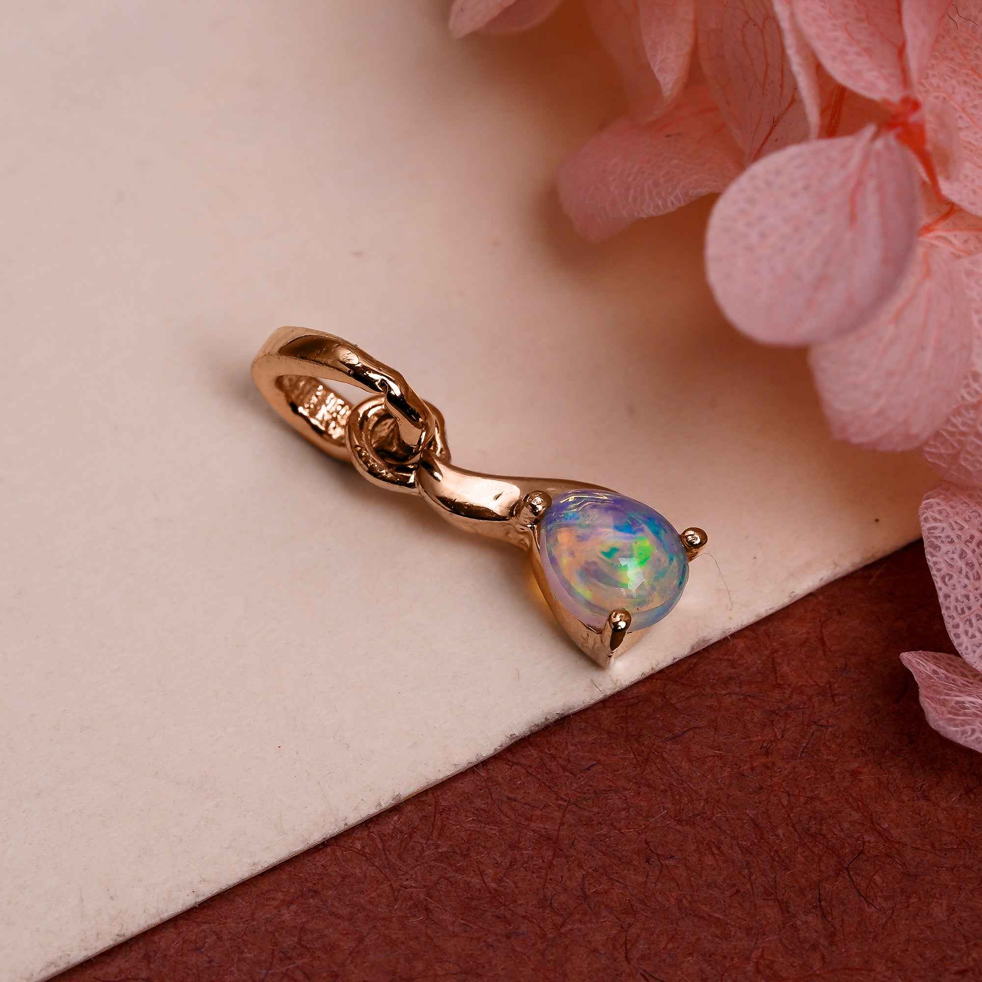 Celestial Opal Talisman 5x4mm Pear Cabochon Silver Amulet Pendant Lucky Gem Jewelry Handmade Gift