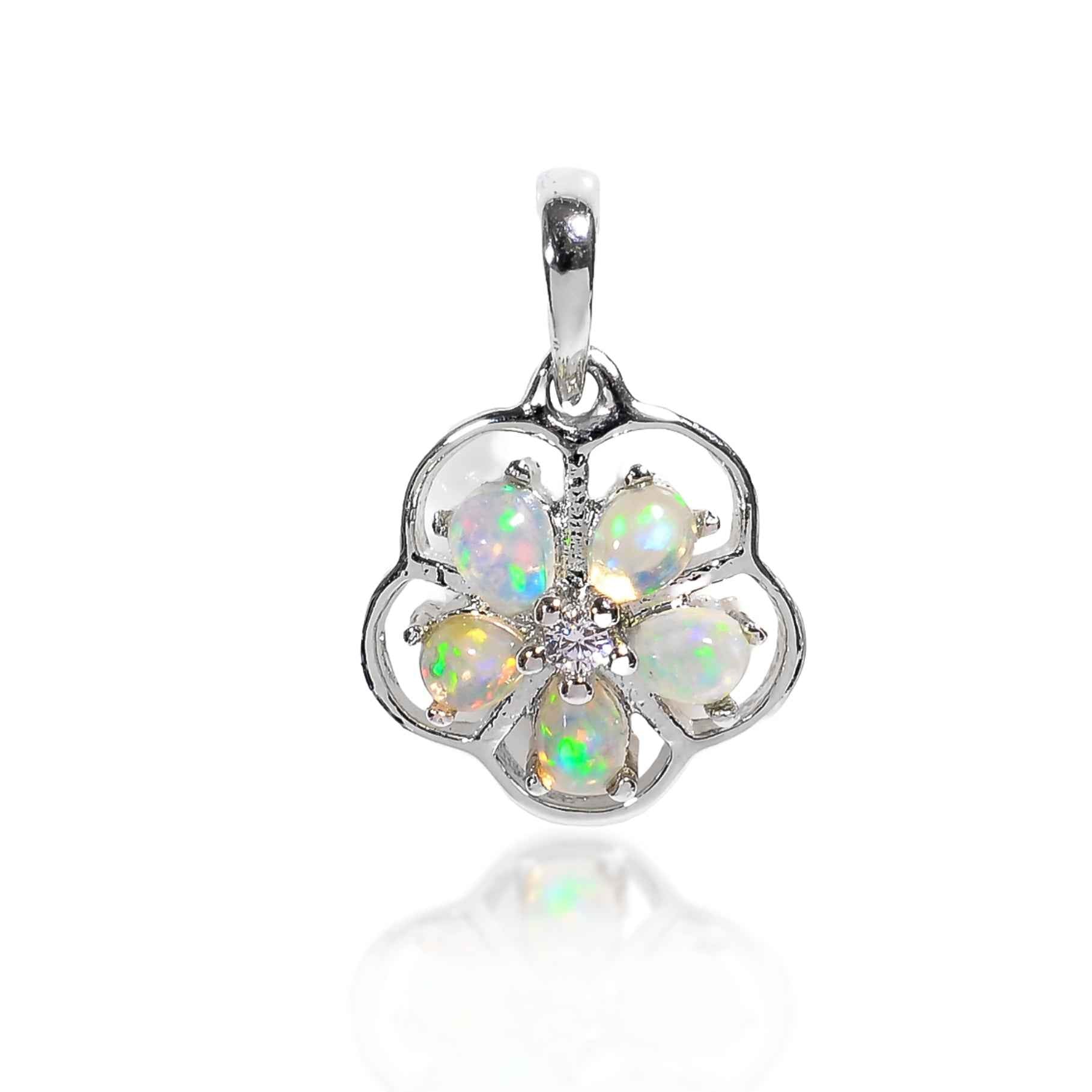 Opal Pendant 3x4mm Pear Cabochon 925 Silver Petite Charm Modern Minimal Fashion Accessory