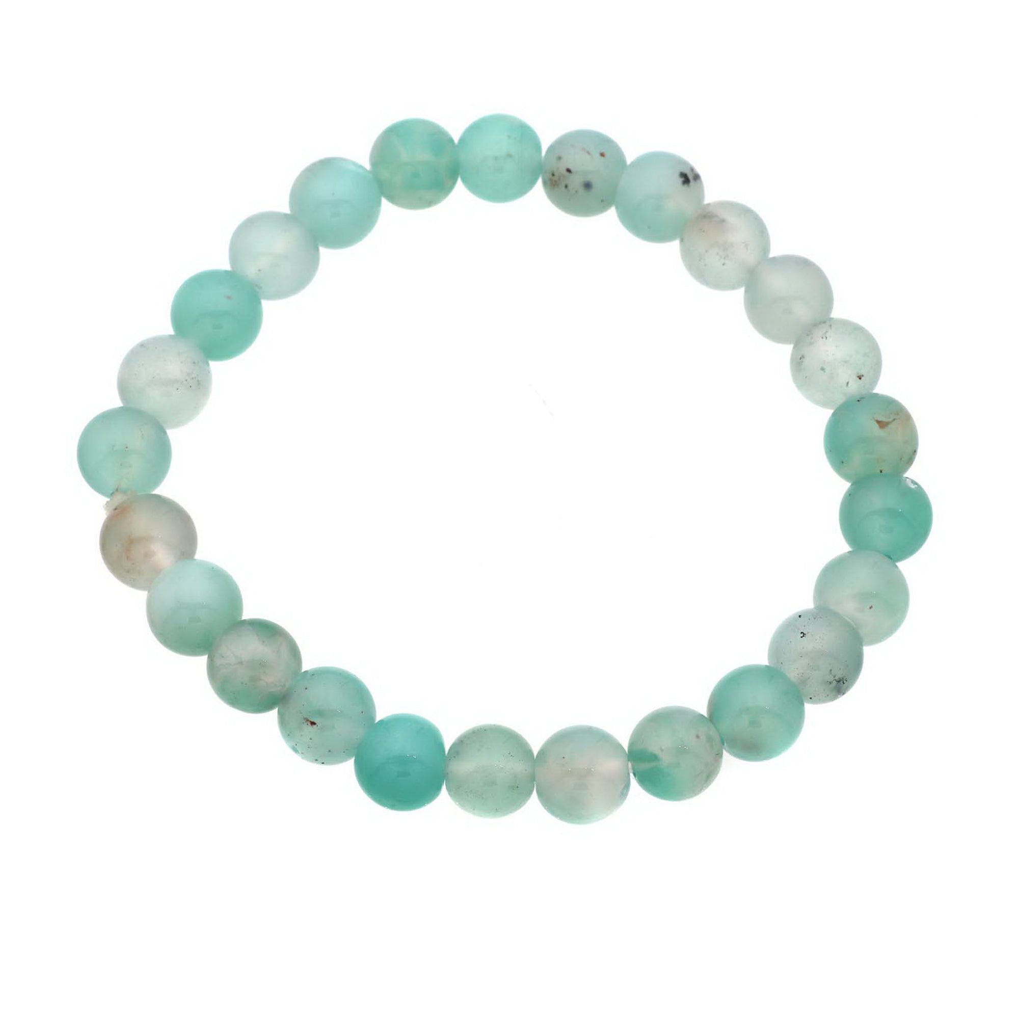 Premium Aqua Chalcedony Stretch Bracelet Natural Round Gemstone Beads Handmade 89 Ct