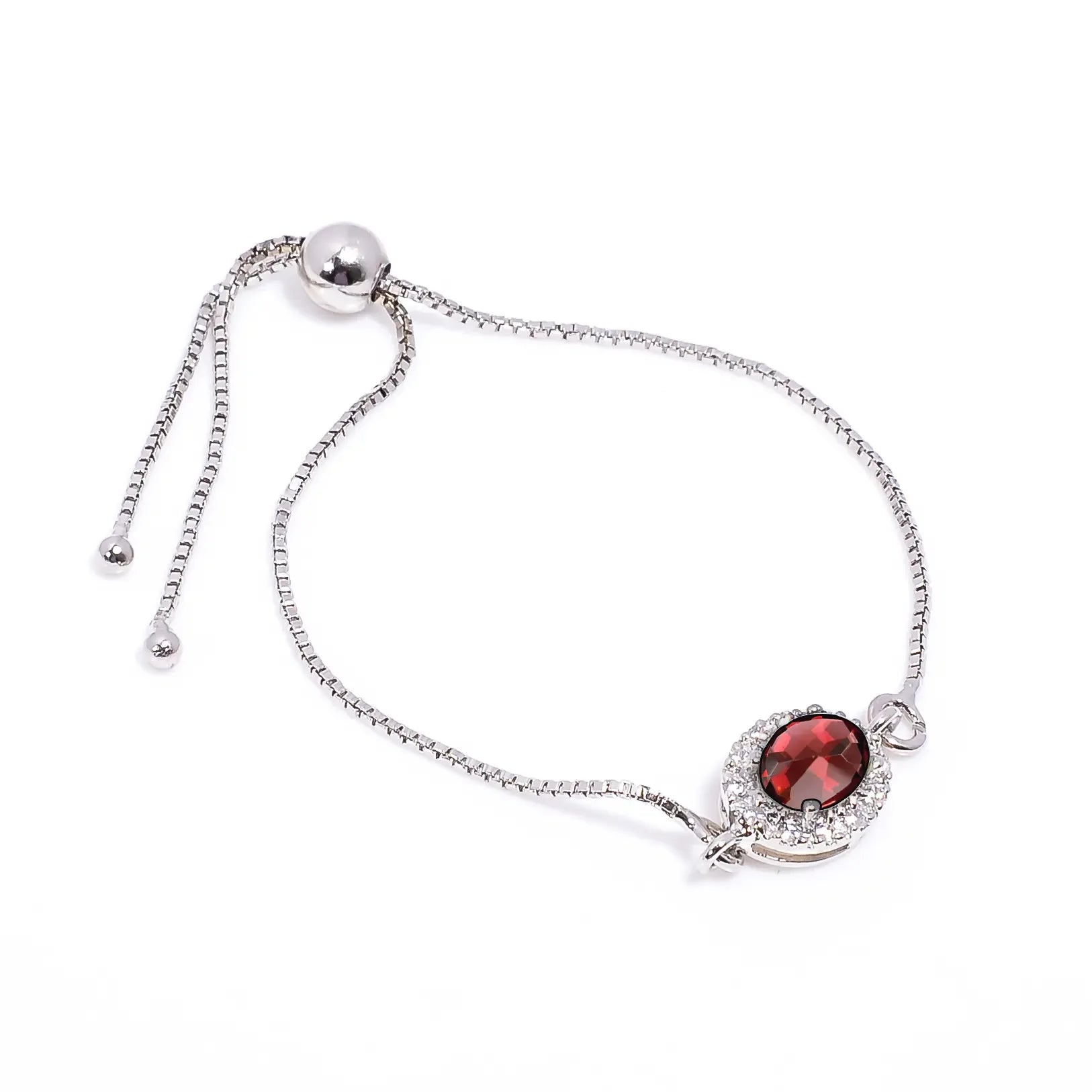 Garnet Silver Bracelet – Oval Cut 6×8 mm Himalayan Quartz Bracelets