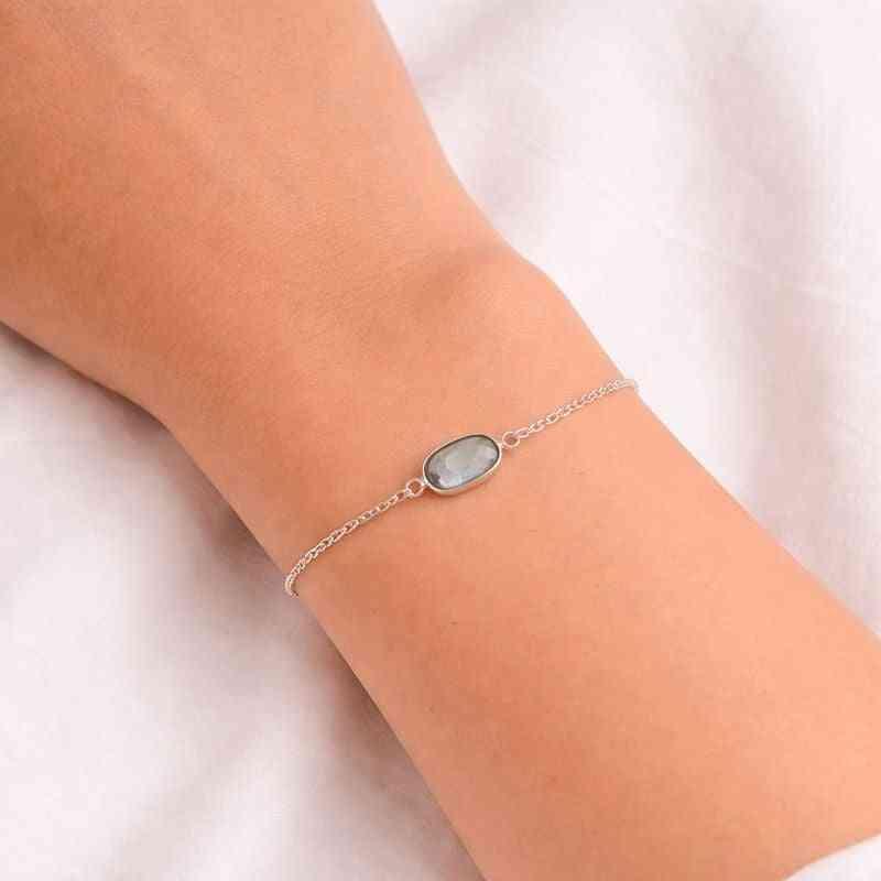 Flash Labradorite Rose-Cut Bracelet in Solid 925 Sterling Silver Gemstone Bracelets