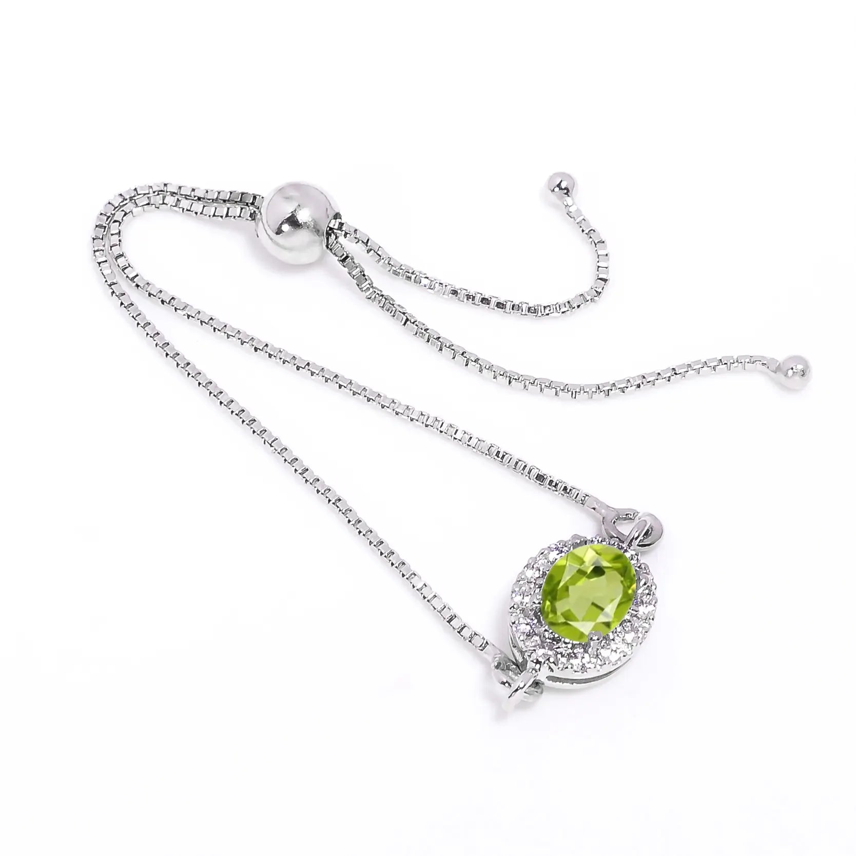 Peridot Silver Bracelet – Oval Cut 6×8 mm Gemstone Bracelets