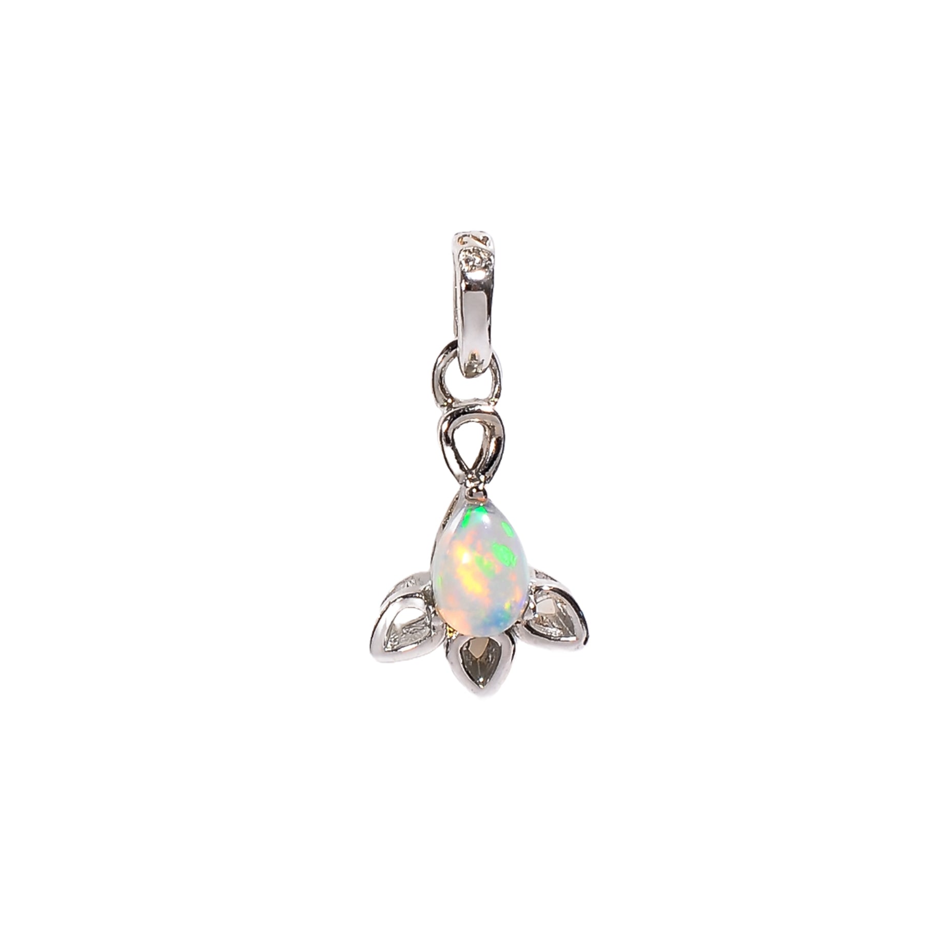 Natural Opal Necklace 4x6mm Pear Cabochon Pendant 925 Sterling Silver Solitaire Gemstone Jewelry