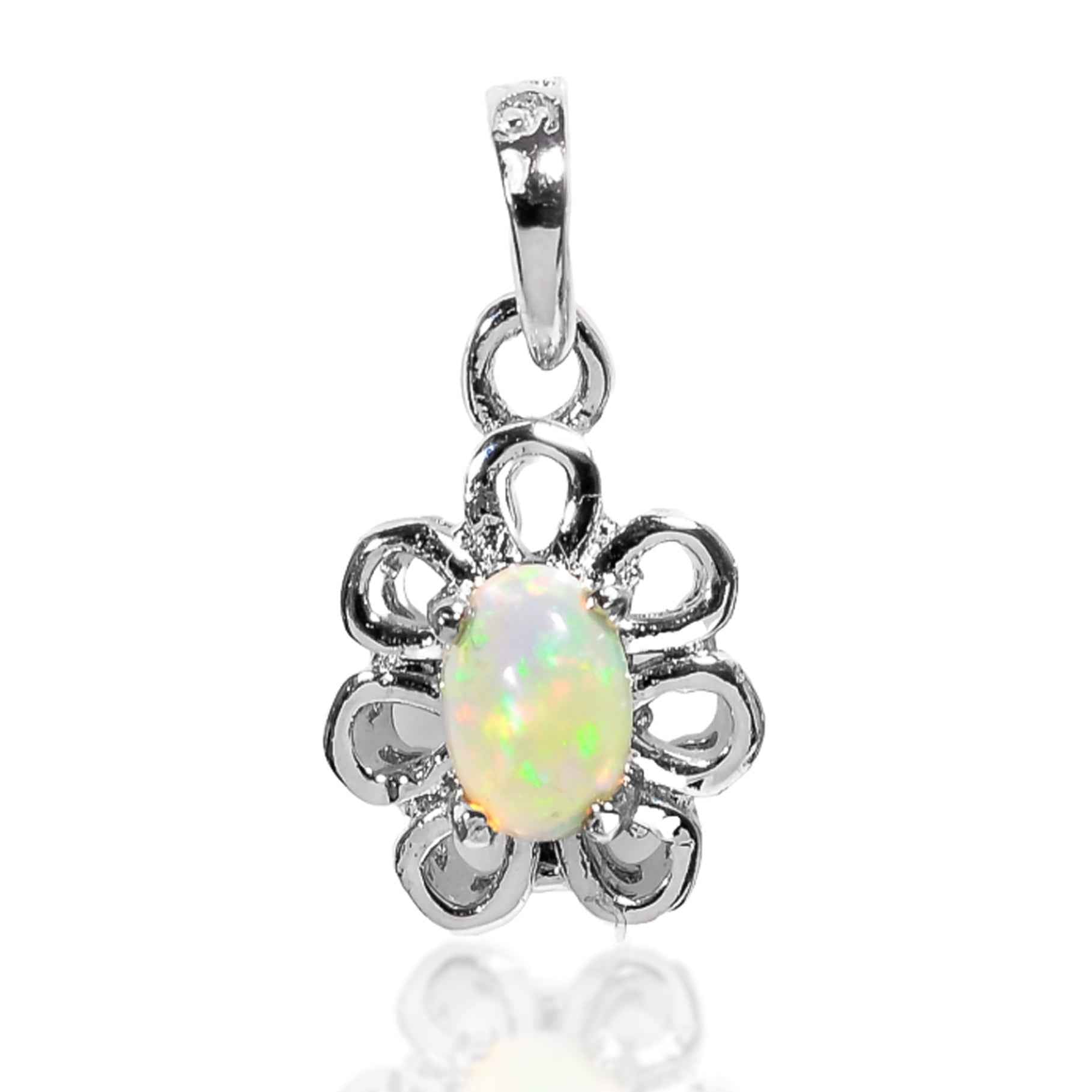 Opal Charm 4x6mm Oval Cabochon 925 Silver Boho Luxe Keepsake Necklace for Everyday Style
