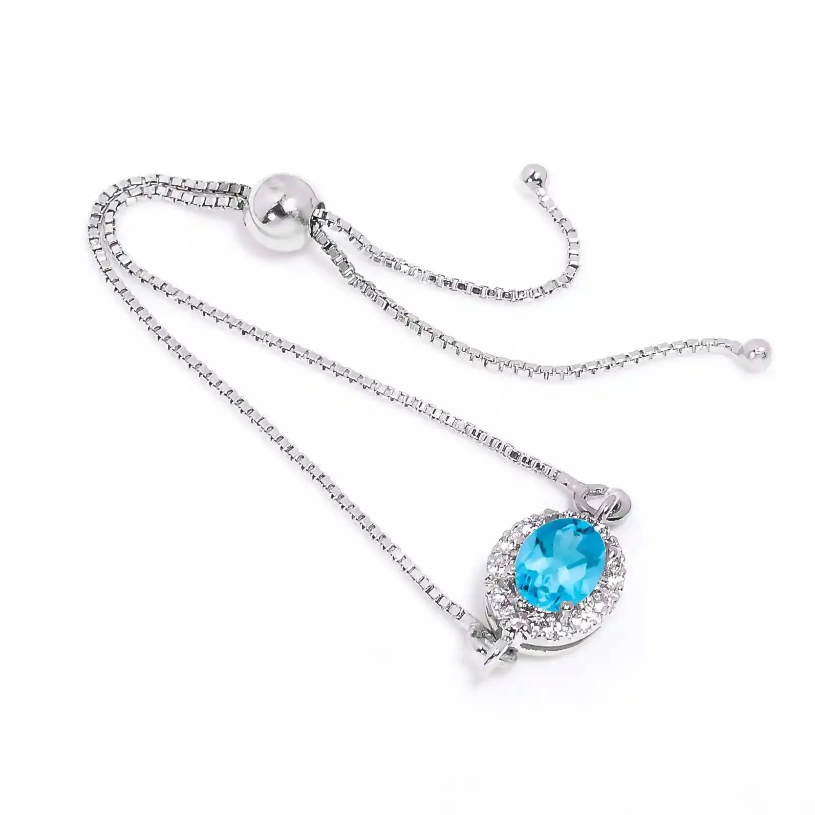 Swiss Blue Topaz Silver Bracelet – Oval Cut 6×8 mm Gemstone Bracelets