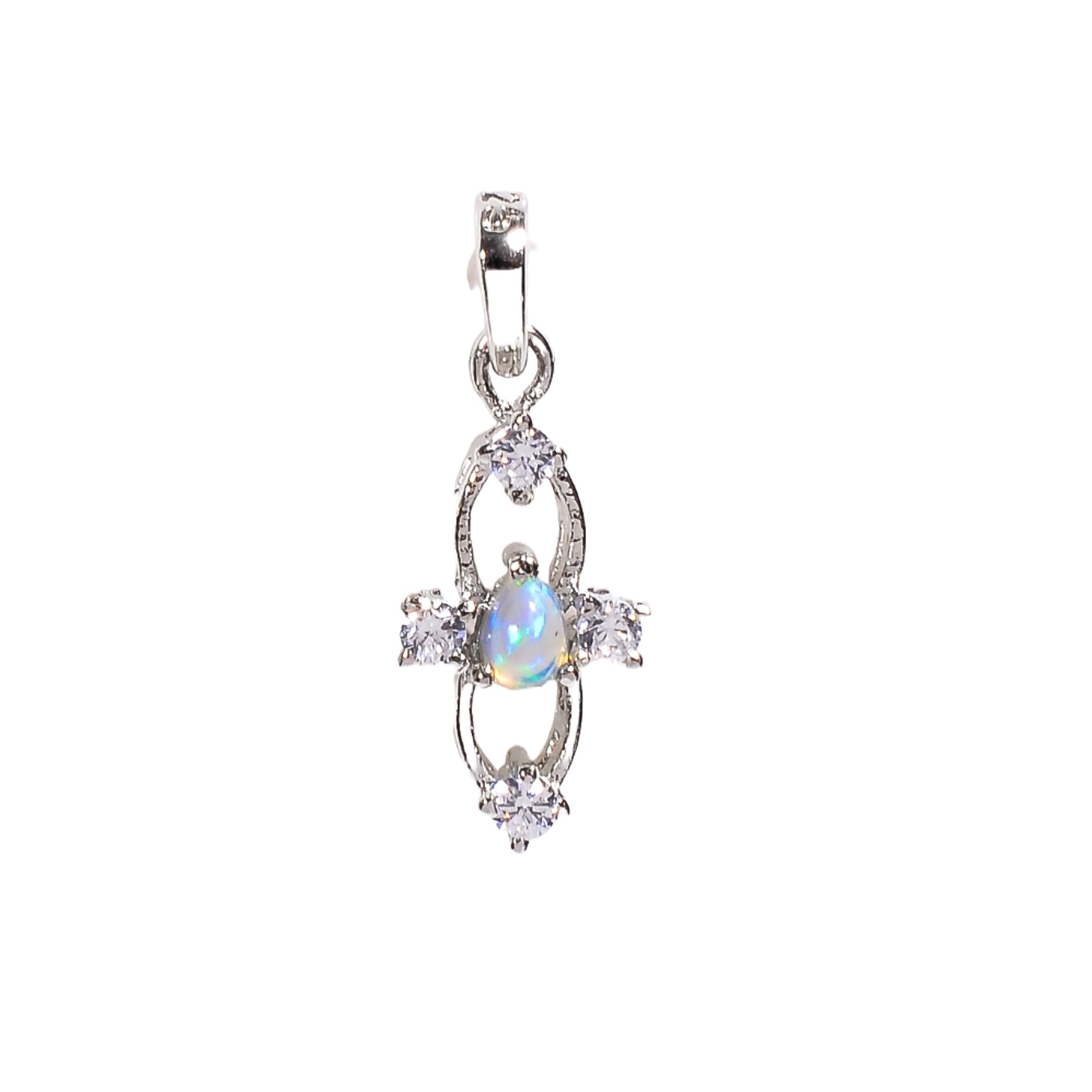 Ethiopian White Opal Pendant 3x4mm Pear Cabochon 925 Sterling Silver Delicate Gemstone Necklace