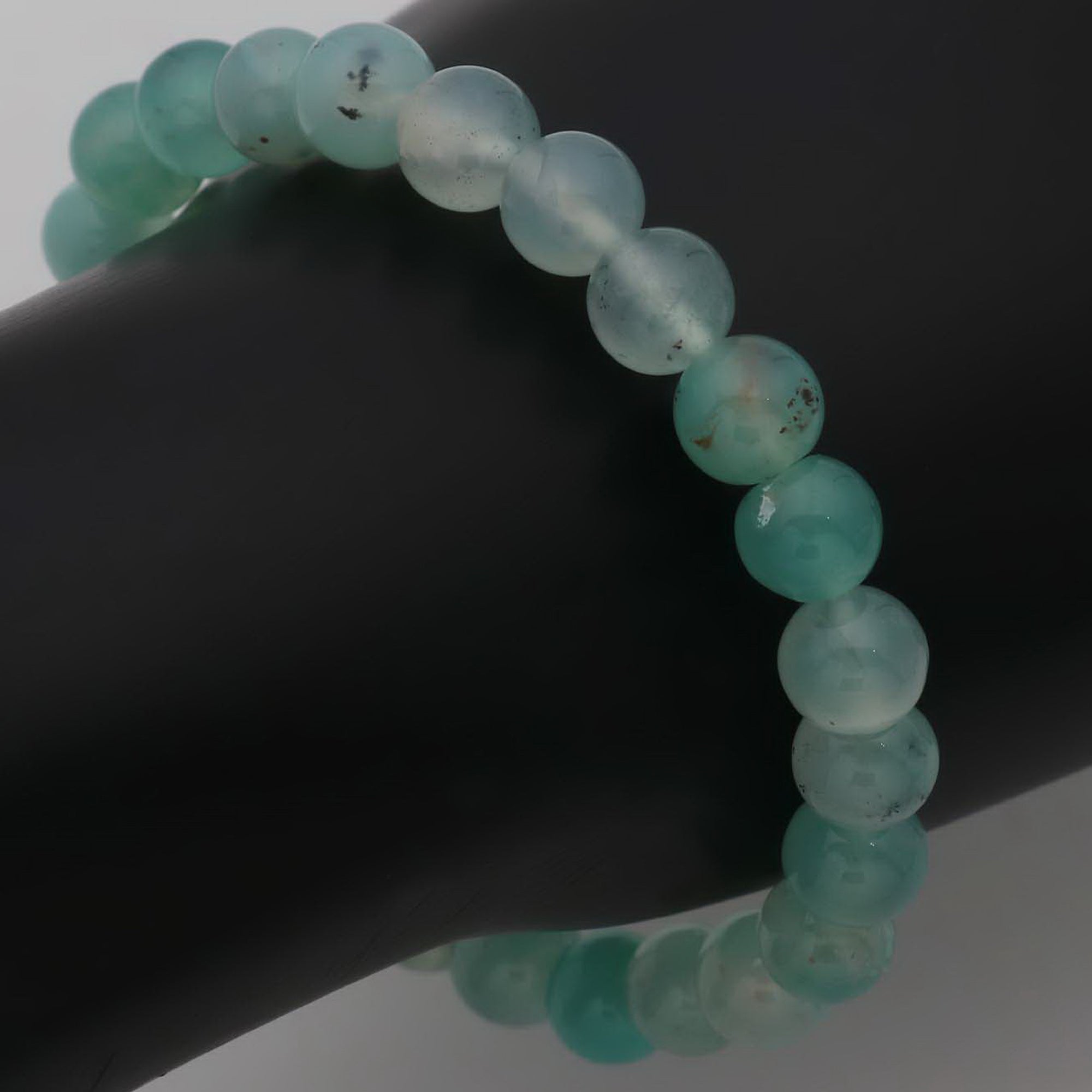 Premium Aqua Chalcedony Stretch Bracelet Natural Round Gemstone Beads Handmade 89 Ct