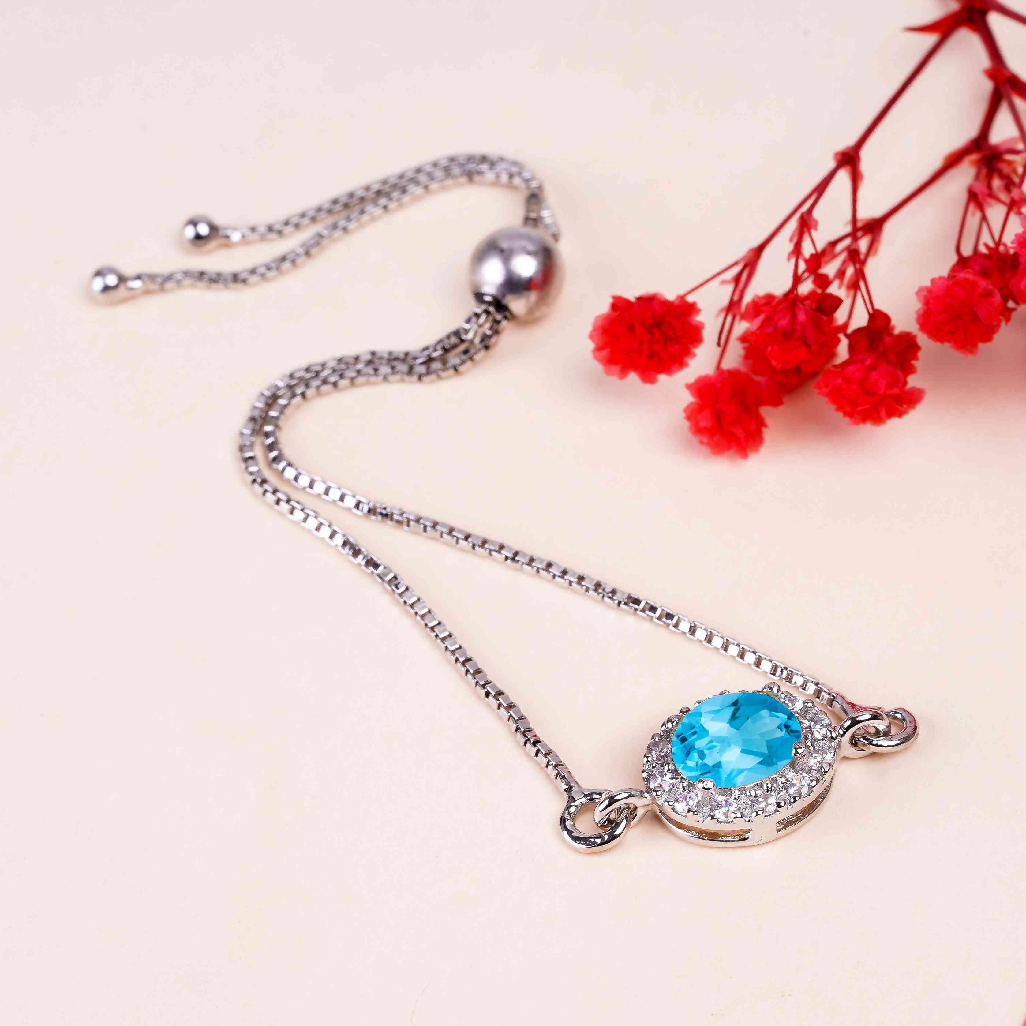 Swiss Blue Topaz Silver Bracelet – Oval Cut 6×8 mm Gemstone Bracelets