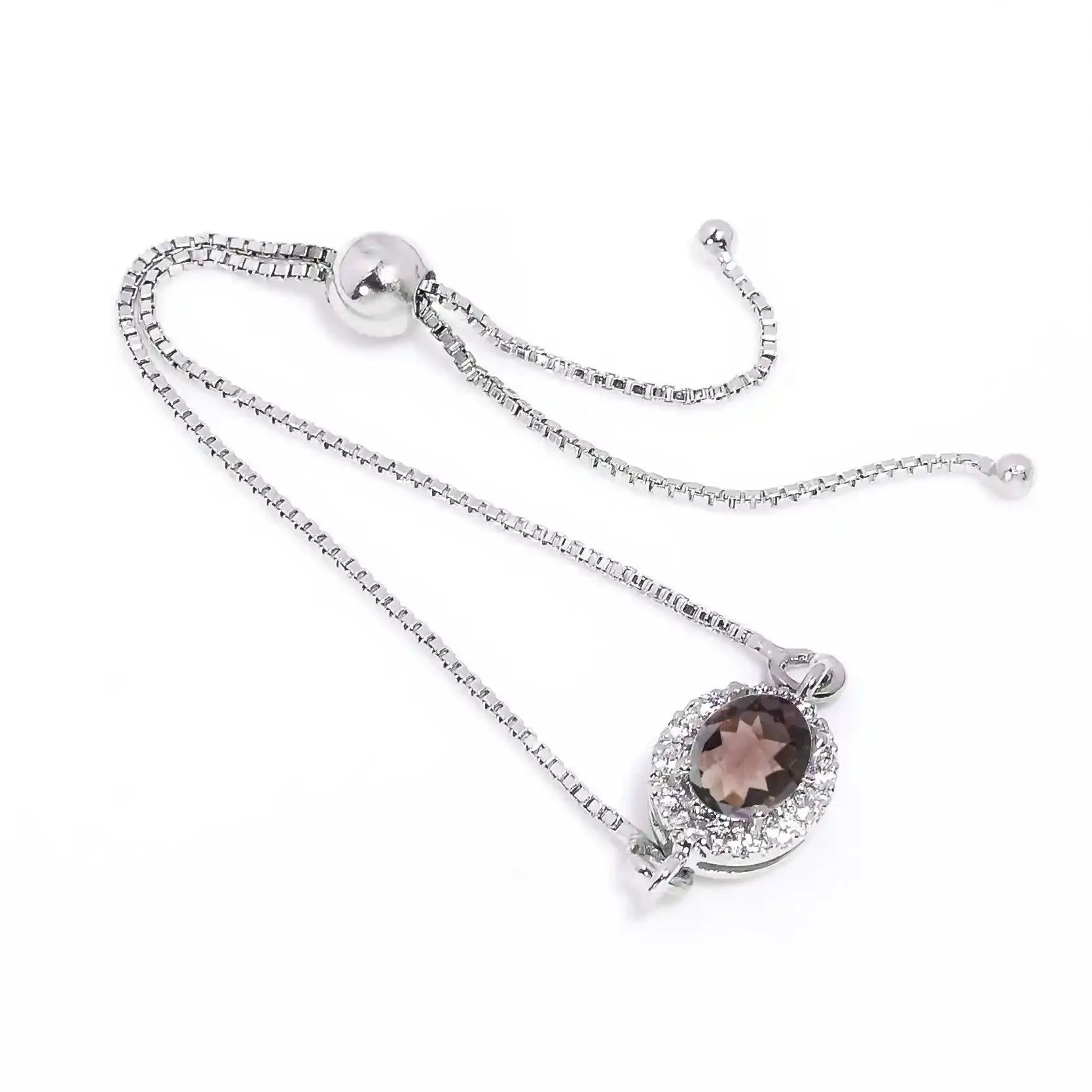 Smoky Quartz Silver Bracelet – Oval Cut 6×8 mm Gemstone Bracelets