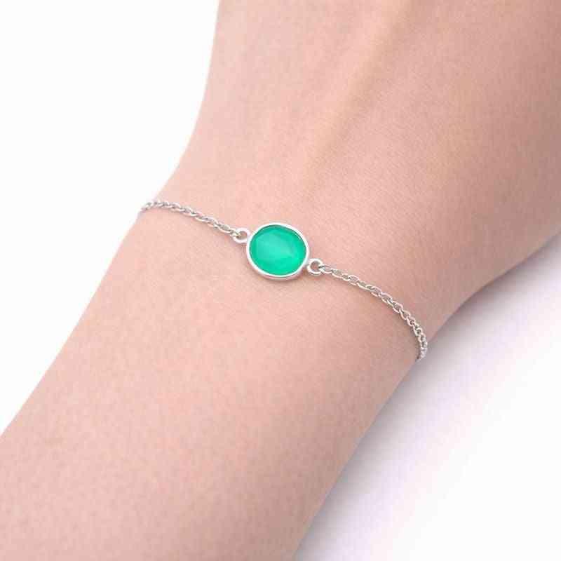 Green onyx rose-cut gemstone bracelet in 925 sterling silver, featuring natural gemstones and elegant craftsmanship.