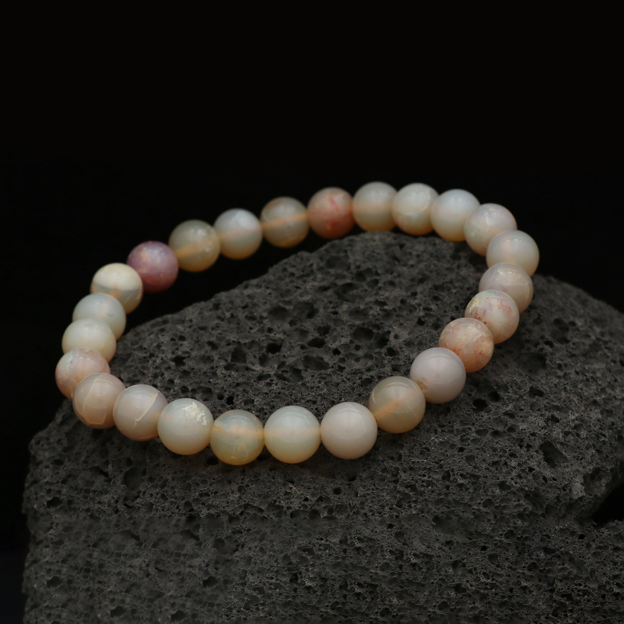 Elegant Australian Opal Bracelet Smooth Round Gemstone Beads Handmade 69 Ct