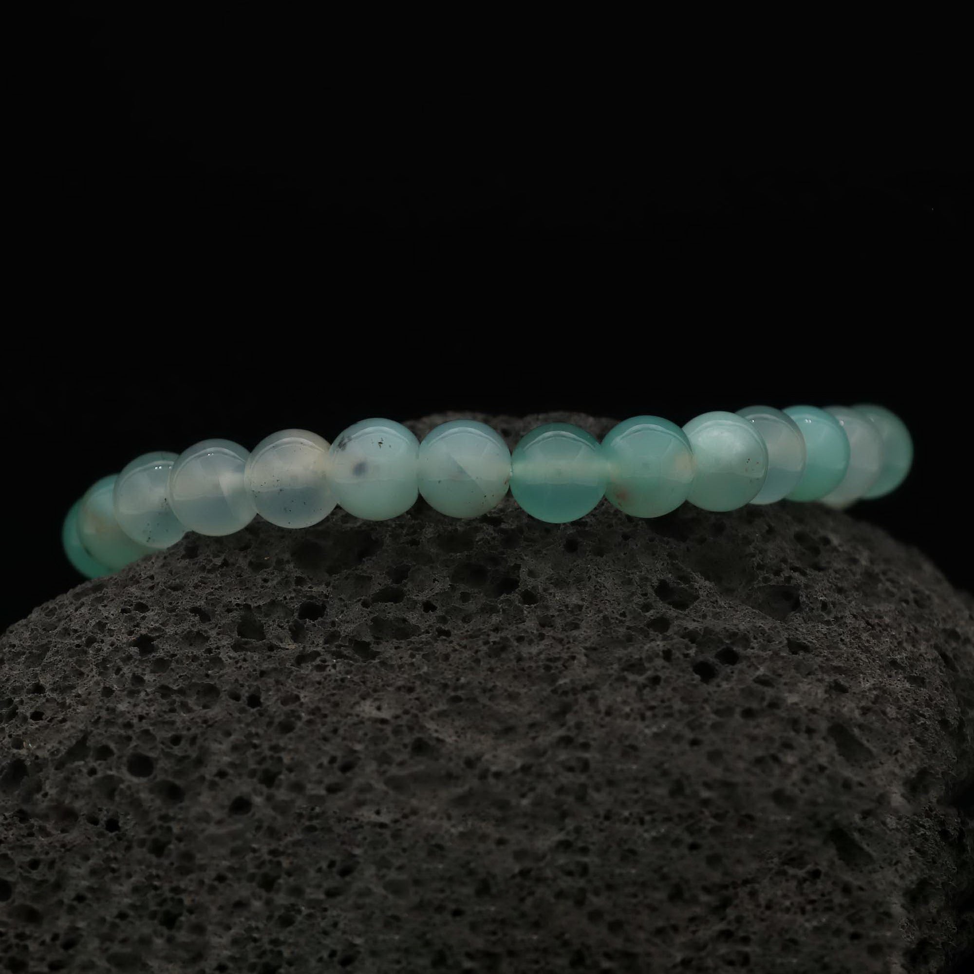 Premium Aqua Chalcedony Stretch Bracelet Natural Round Gemstone Beads Handmade 89 Ct
