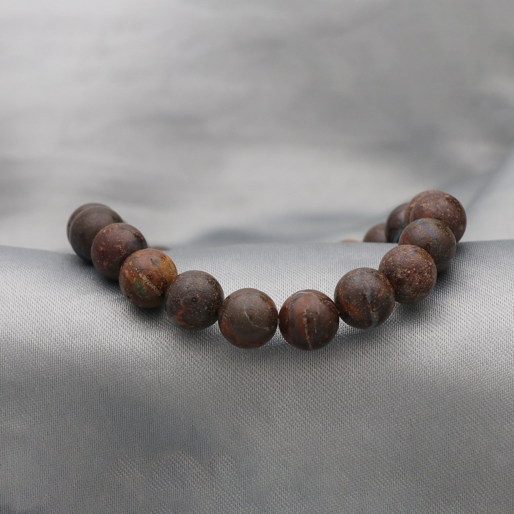 Natural Boulder Opal Smooth Round Bead Bracelet Handmade Gemstone Jewelry 114 Ct