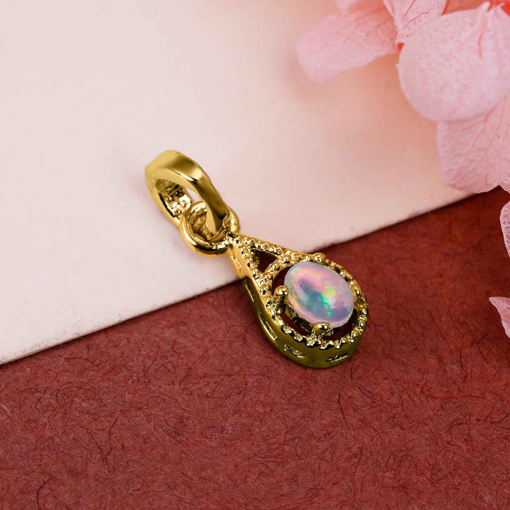 Opal Accent Pendant 3x4mm Oval Gemstone Charm 925 Silver Fine Jewelry Color Play Necklace
