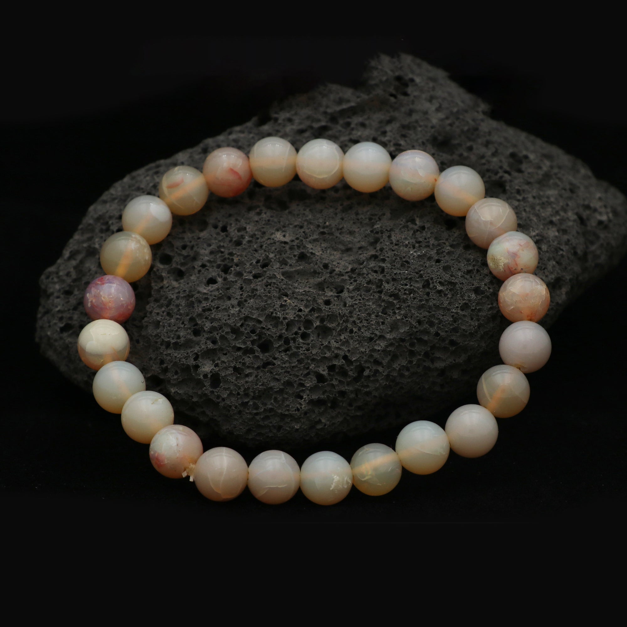 Elegant Australian Opal Bracelet Smooth Round Gemstone Beads Handmade 69 Ct