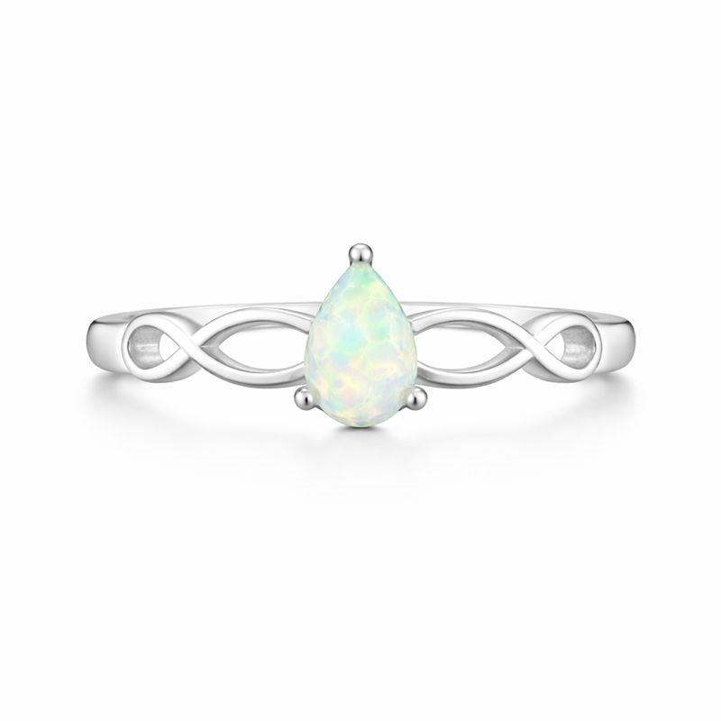 Pear Shape White Ethiopian Opal Ring 4x6mm Handmade 925 Sterling Silver Teardrop Jewelry for Women