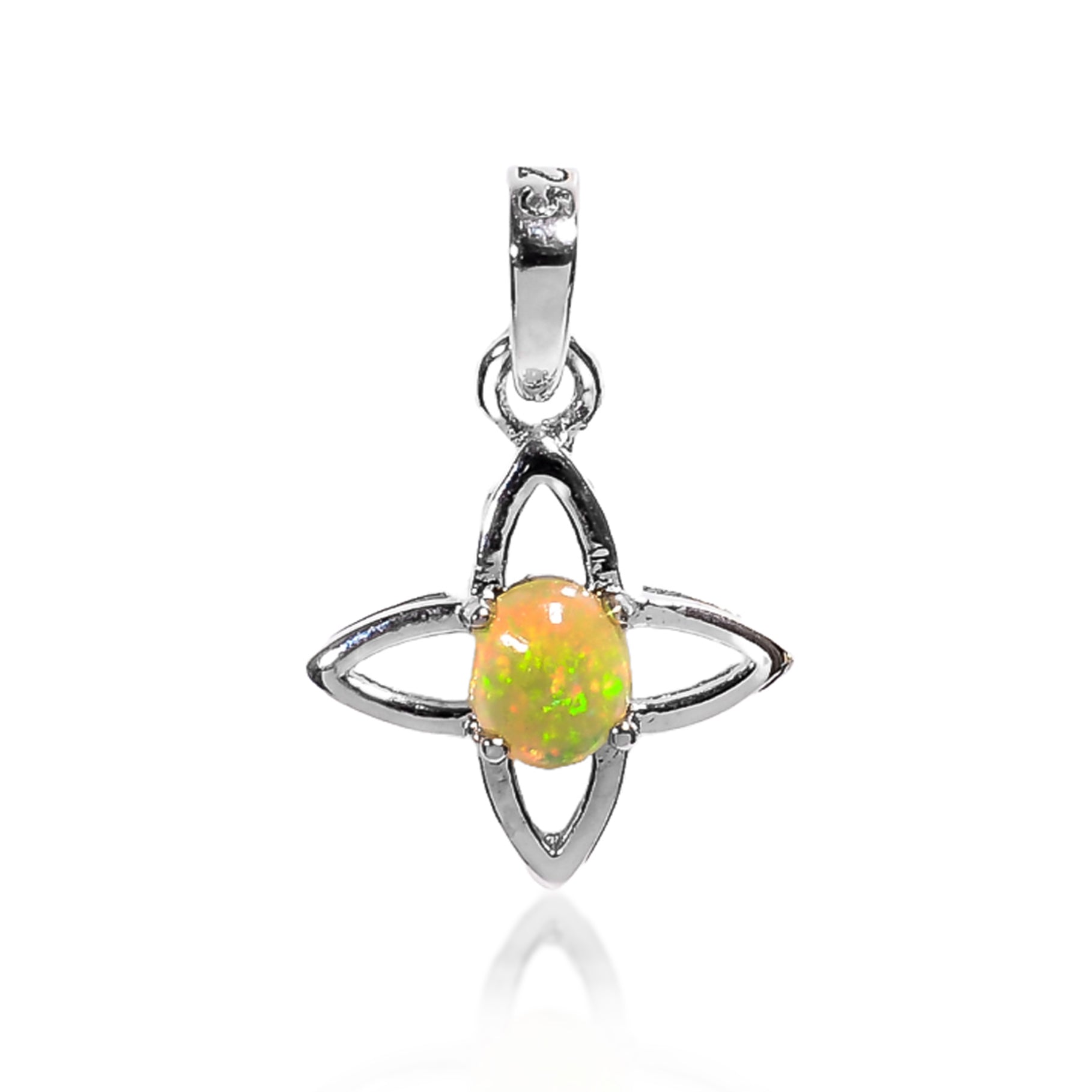 Fire Opal Necklace 5x4mm Oval Cabochon Pendant in 925 Sterling Silver Modern Gemstone Jewelry