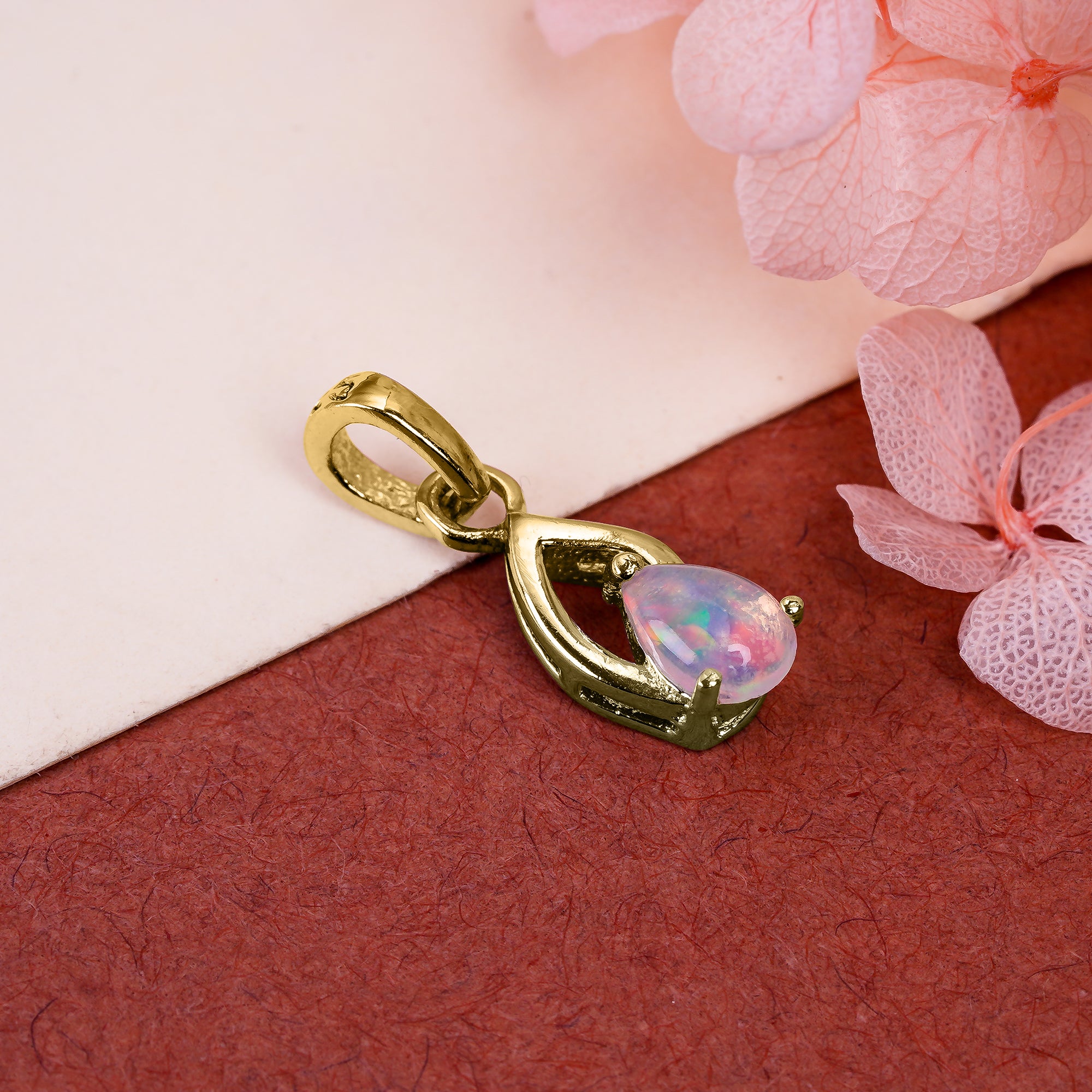 Sweetheart Opal Pendant 6x4mm Pear Cabochon 925 Sterling Silver Romantic Jewelry Anniversary Keepsake