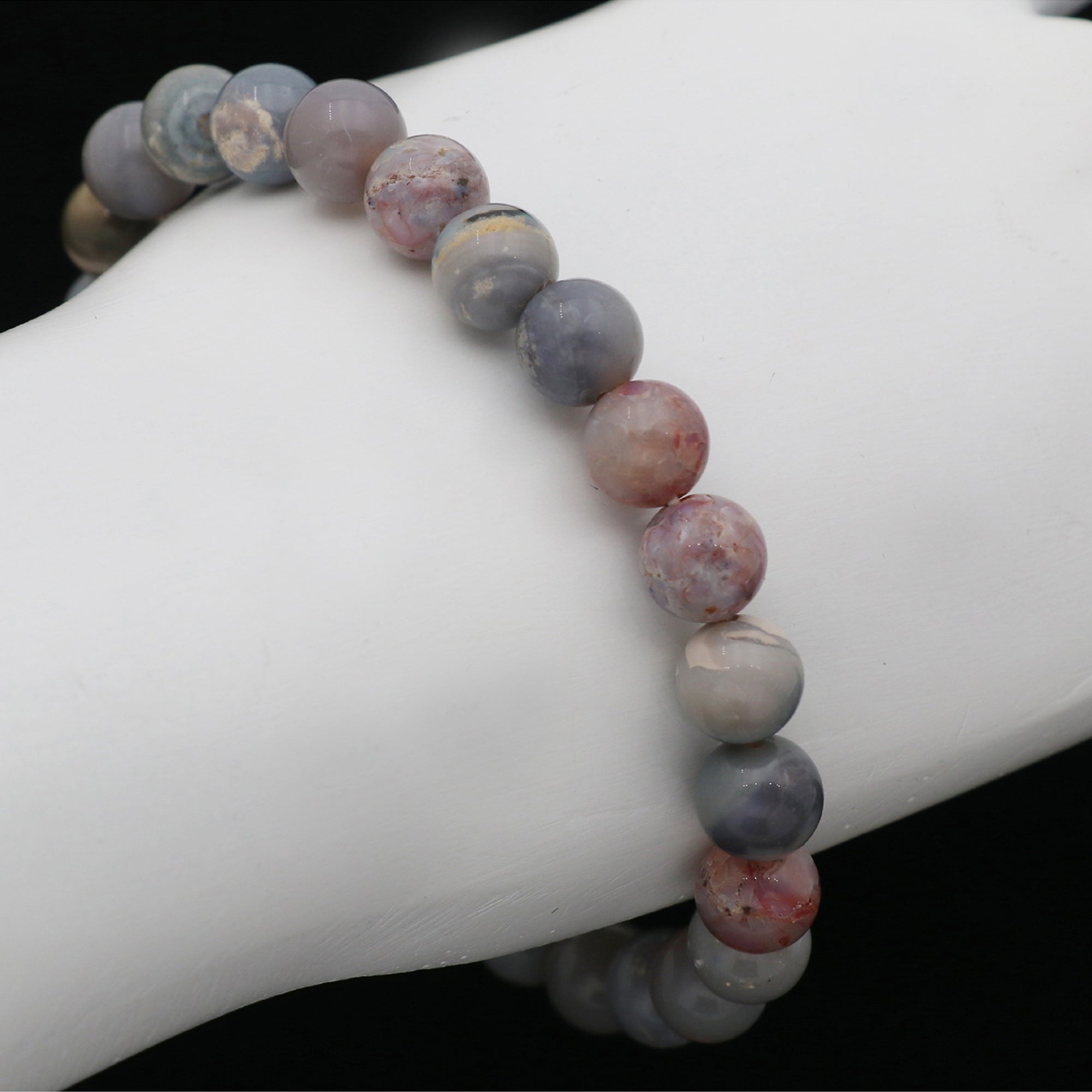 Australian Opal Bracelet Natural 8mm Round Beads Handmade Gemstone70Ct Jewelry