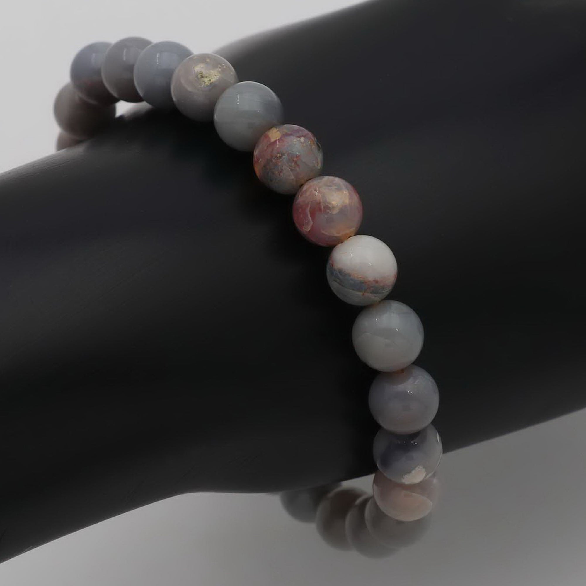 Handmade Australian Opal Bracelet 70 Ct Natural 8mm Round Bead Jewelry