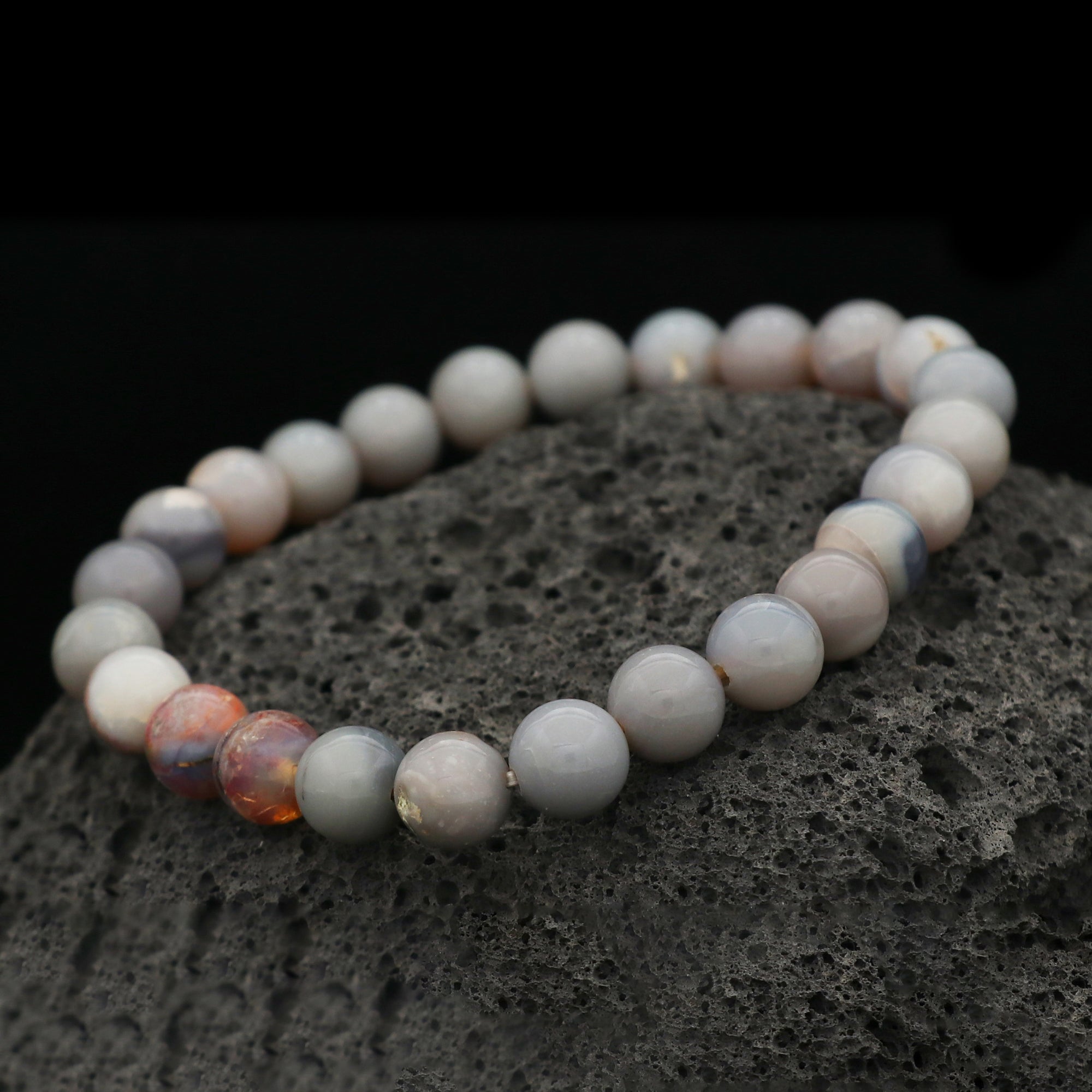 Handmade Australian Opal Bracelet 70 Ct Natural 8mm Round Bead Jewelry