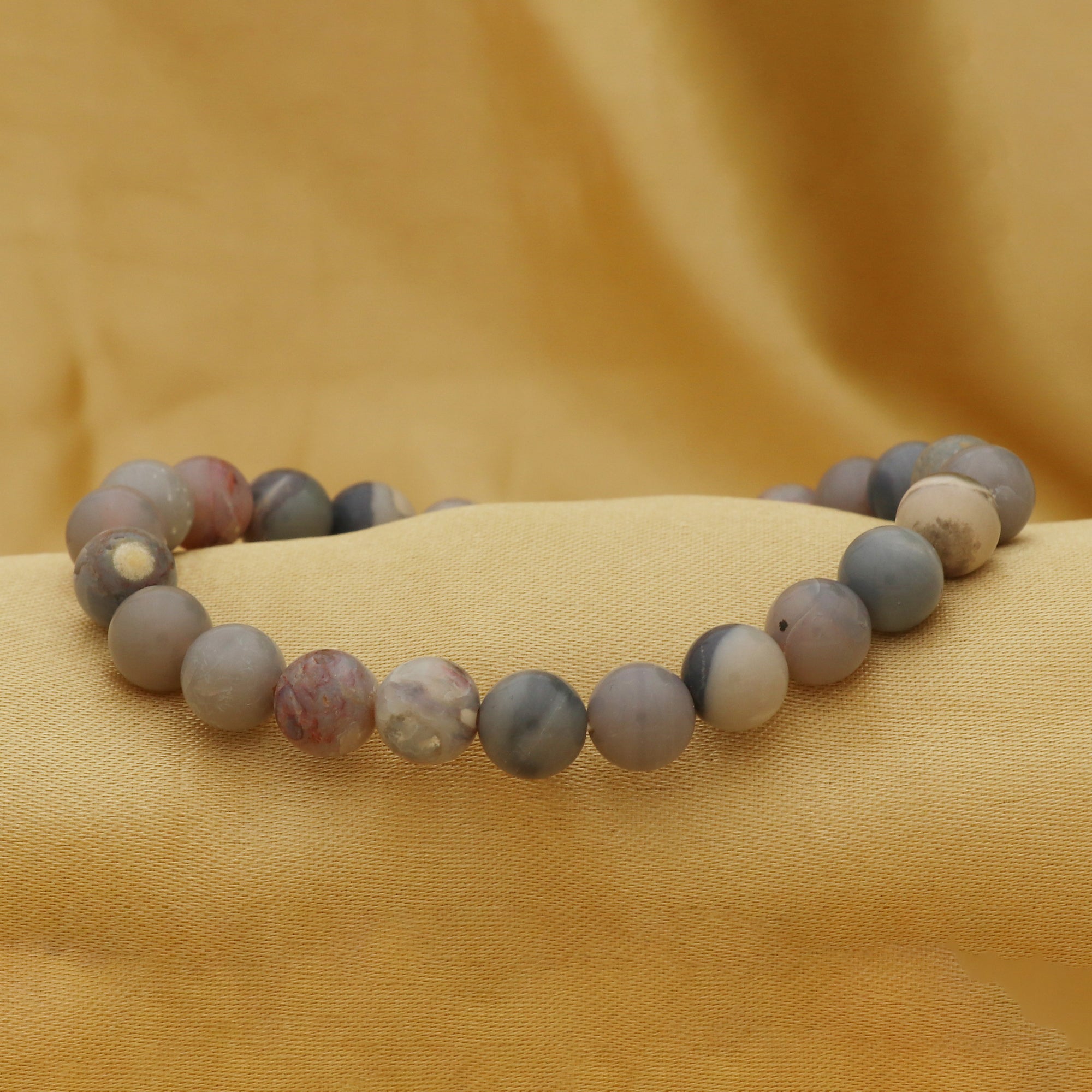 Australian Opal Bracelet Natural 8mm Round Beads Handmade Gemstone70Ct Jewelry