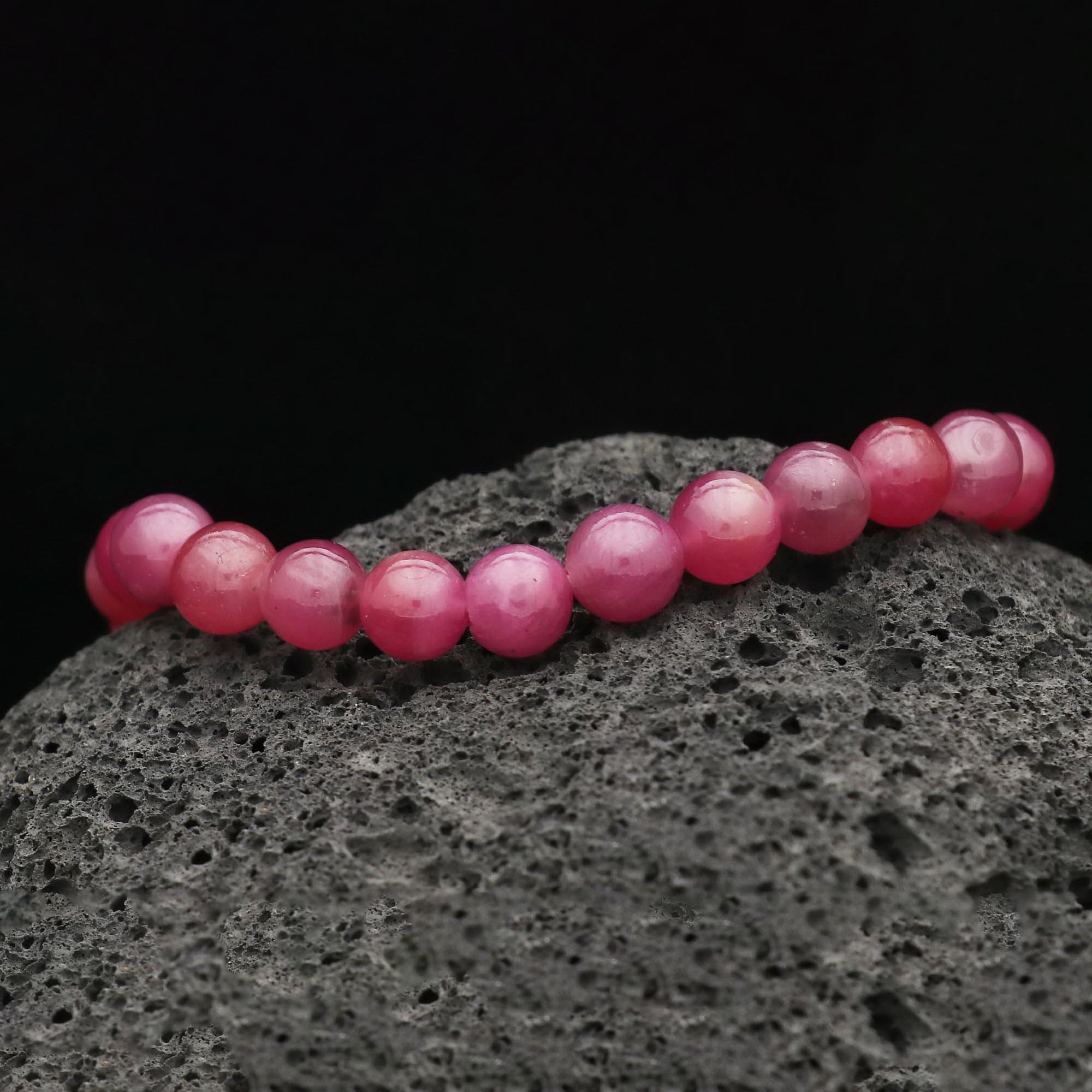 Natural Pink Sapphire Bracelet Round Plain Gemstone Beads Handmade 132 Ct