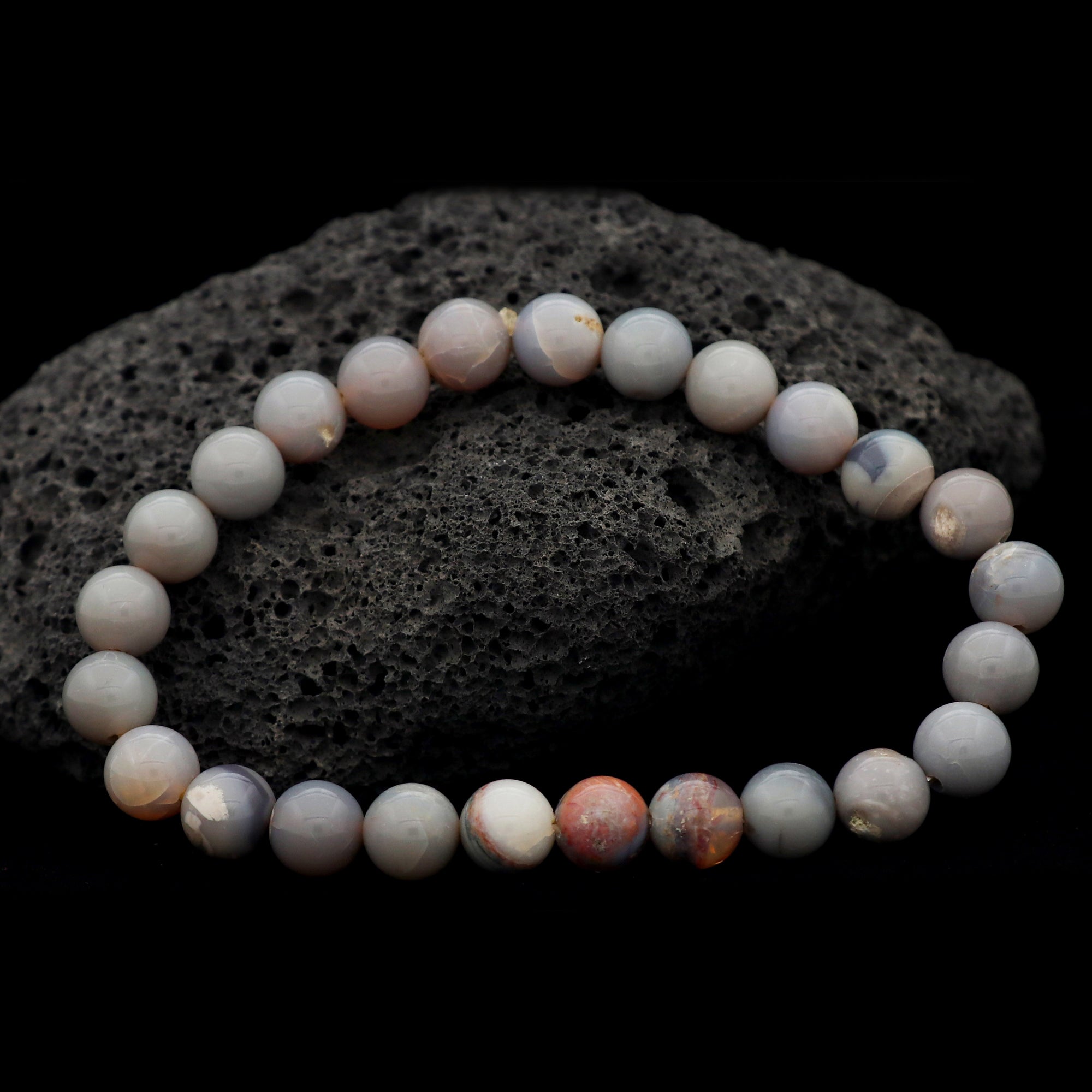 Handmade Australian Opal Bracelet 70 Ct Natural 8mm Round Bead Jewelry